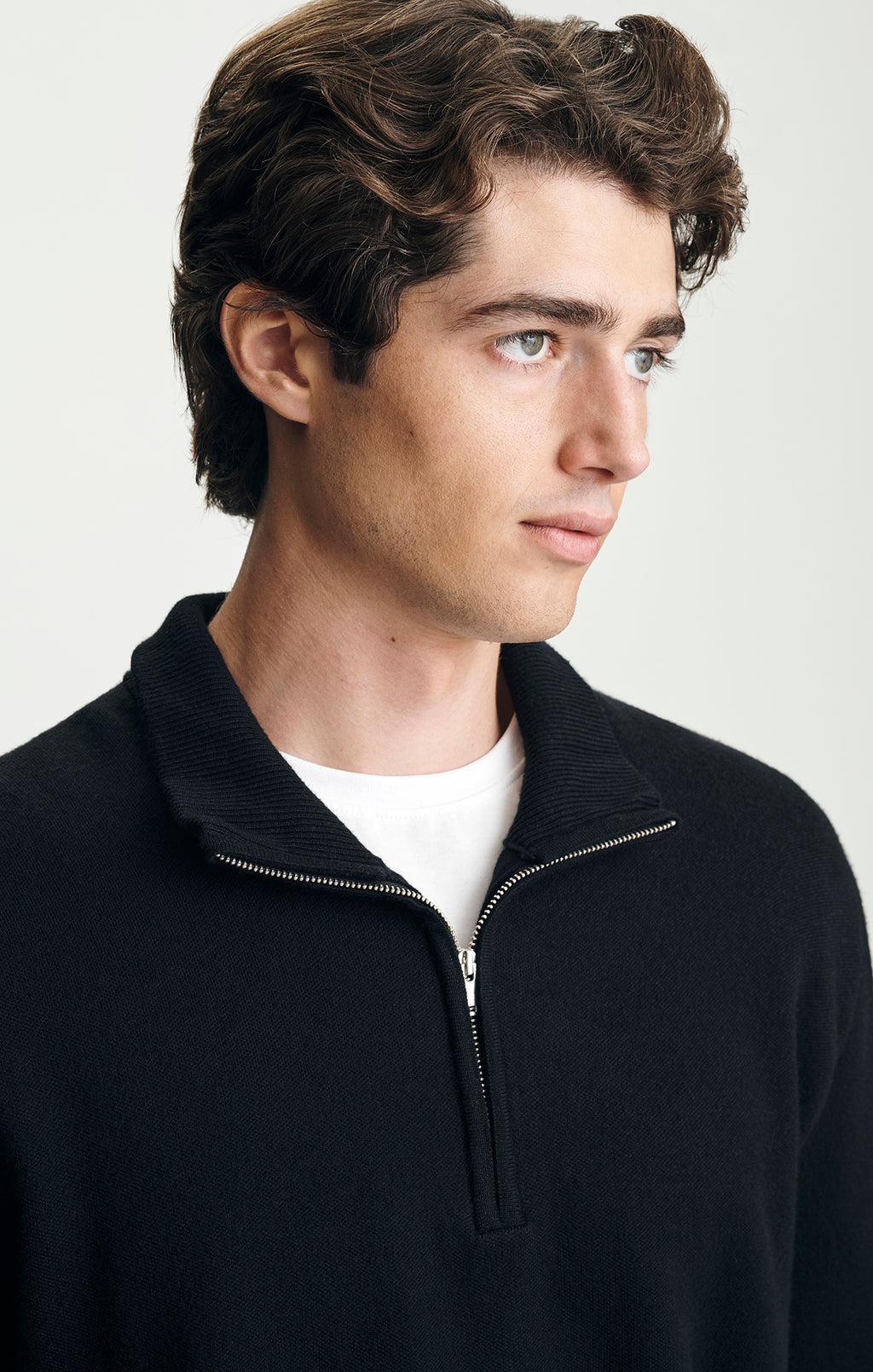 QUARTER ZIP SWEATER IN BLACK - Mavi Jeans