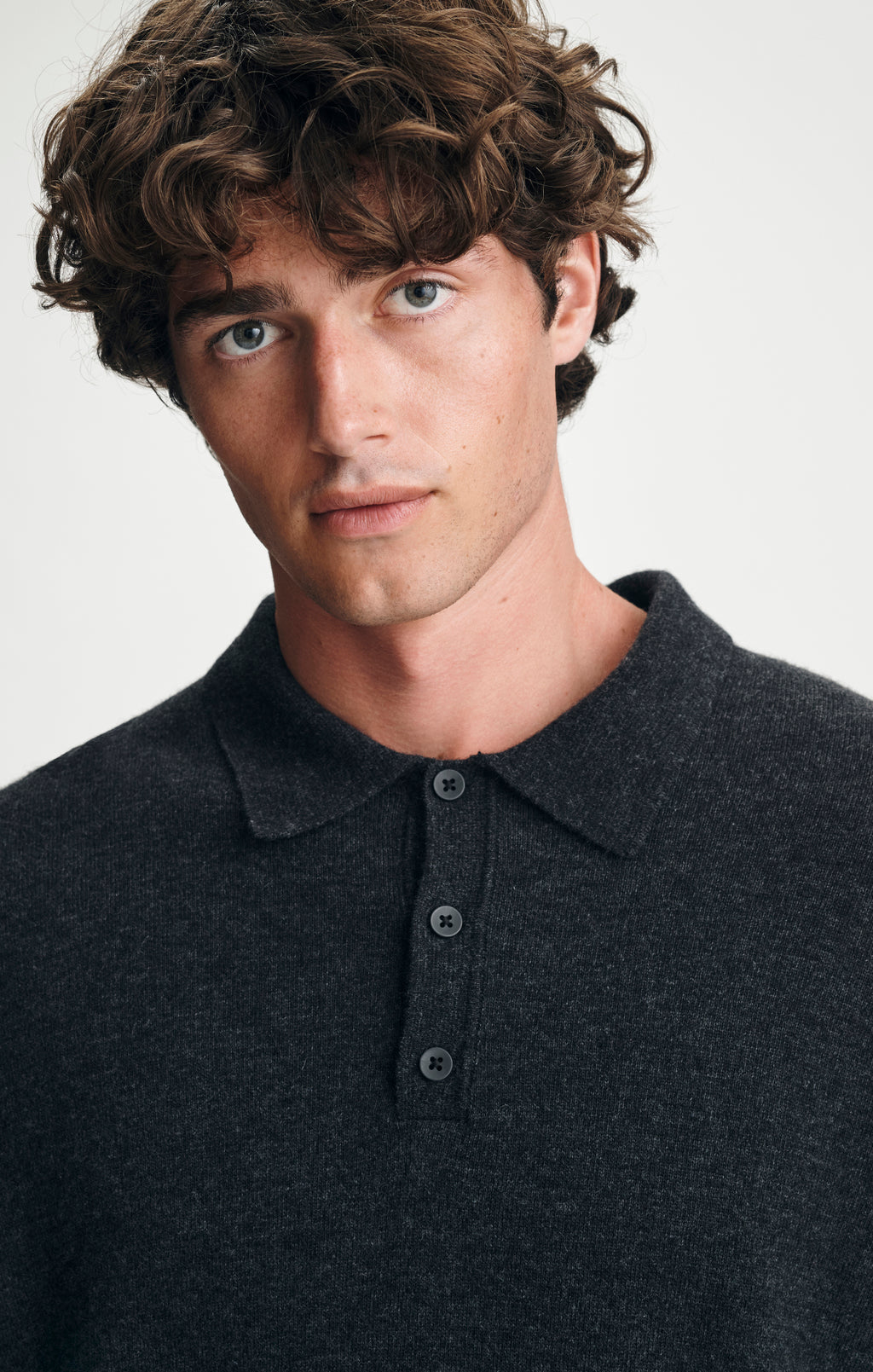 POLO SWEATER IN DARK GREY MELANGE - Mavi Jeans