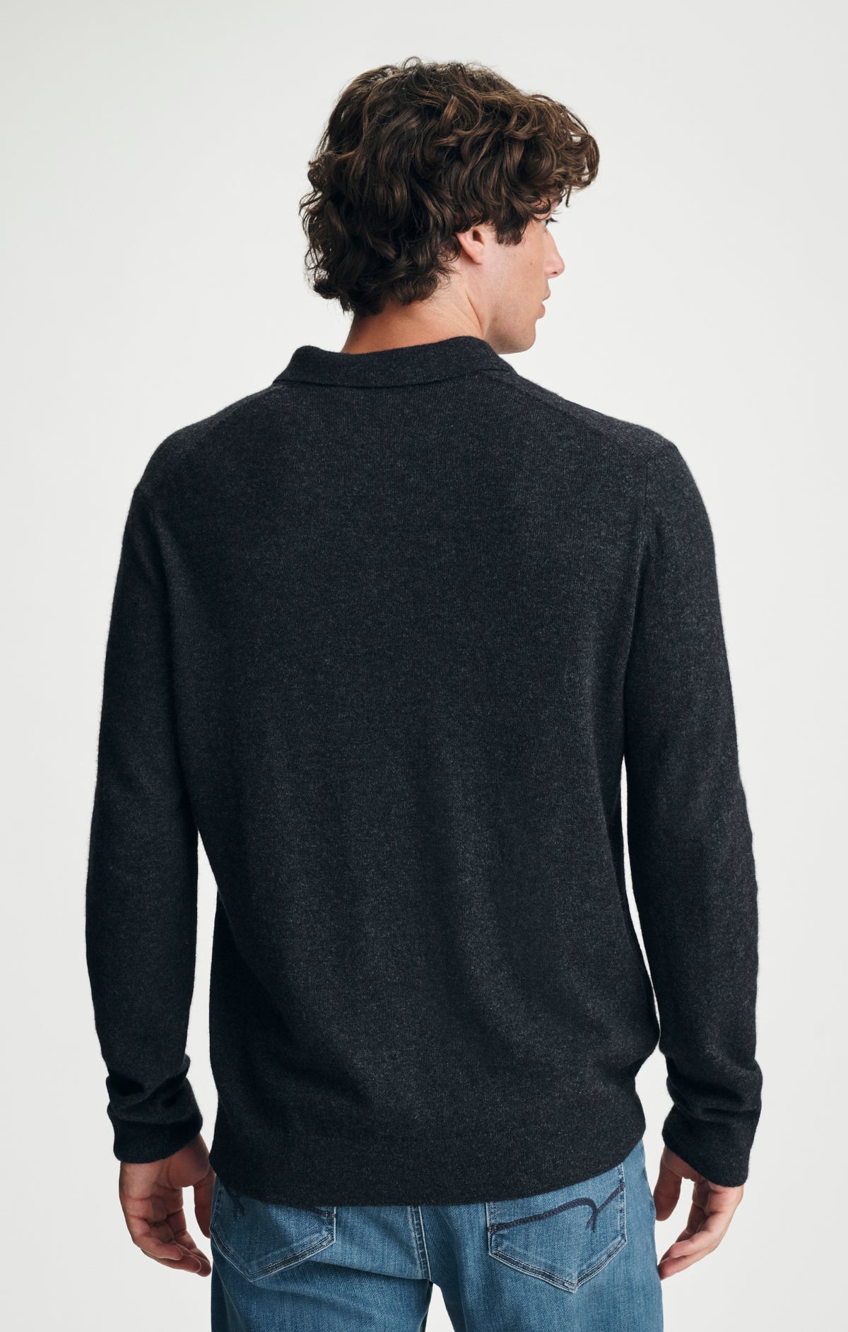 POLO SWEATER IN DARK GREY MELANGE - Mavi Jeans