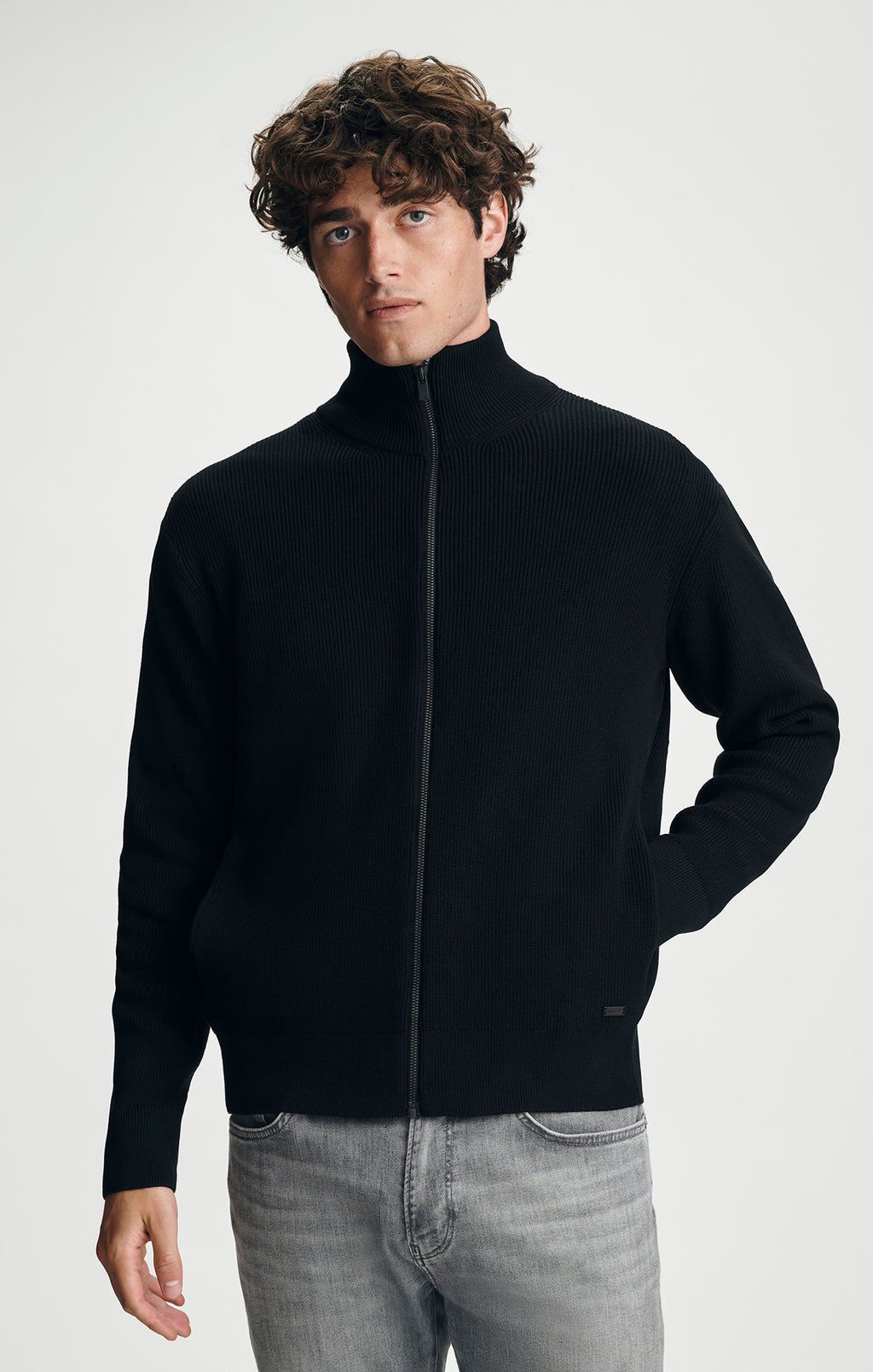 ZIP CARDIGAN IN BLACK - Mavi Jeans