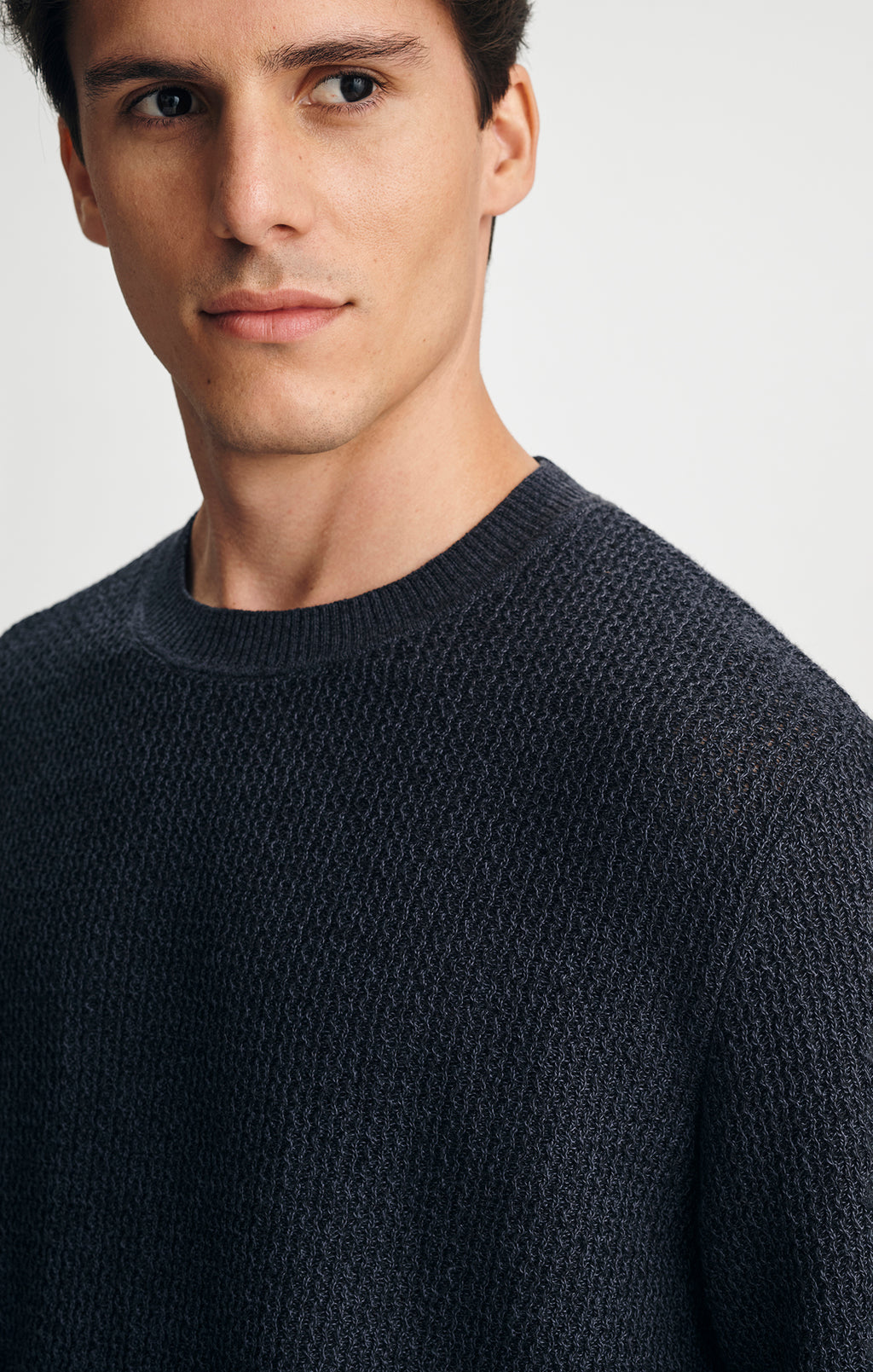 CREW NECK SWEATER IN NAVY MELANGE - Mavi Jeans