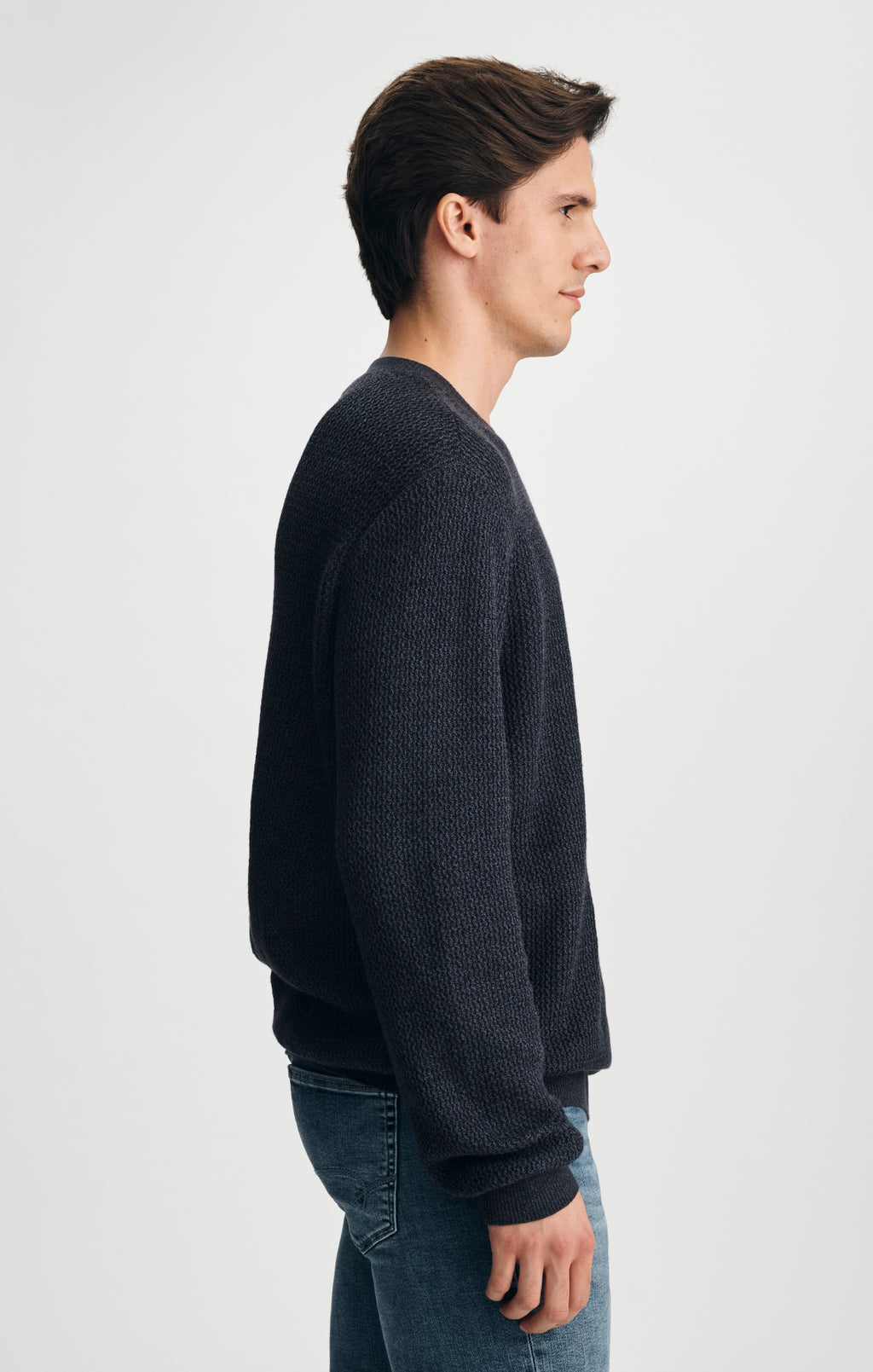 CREW NECK SWEATER IN NAVY MELANGE - Mavi Jeans