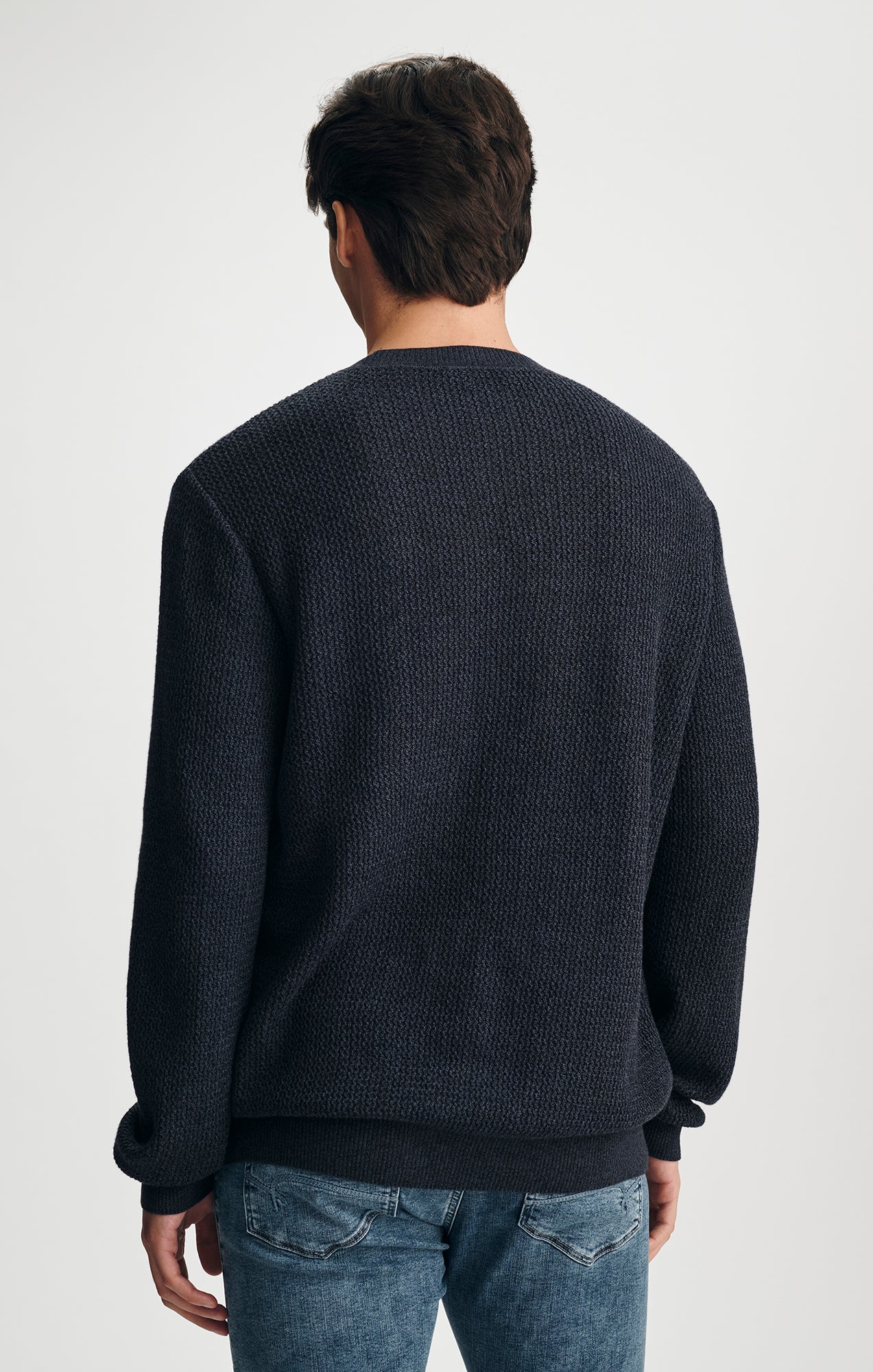 CREW NECK SWEATER IN NAVY MELANGE - Mavi Jeans