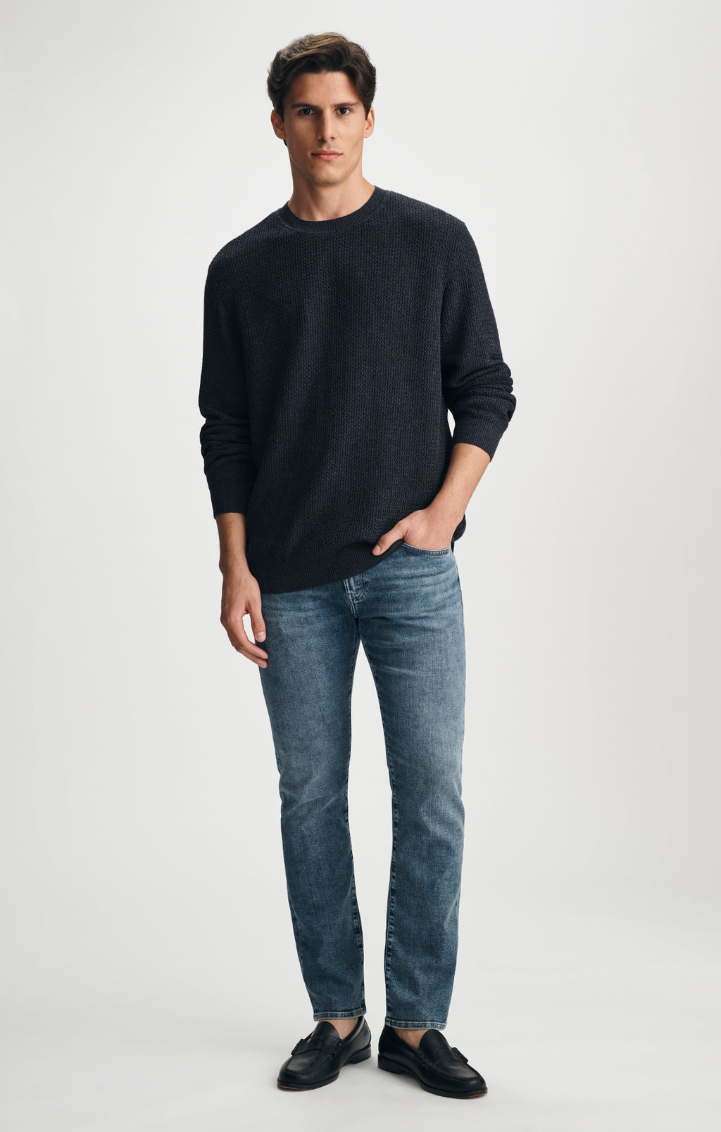 CREW NECK SWEATER IN NAVY MELANGE - Mavi Jeans