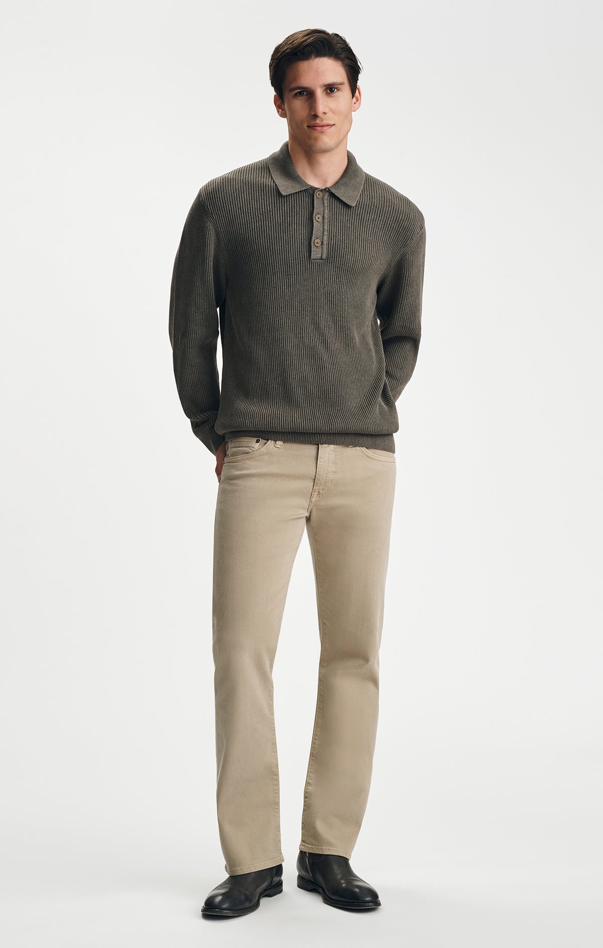 ACID WASH POLO SWEATER IN DARK EARTH - Mavi Jeans