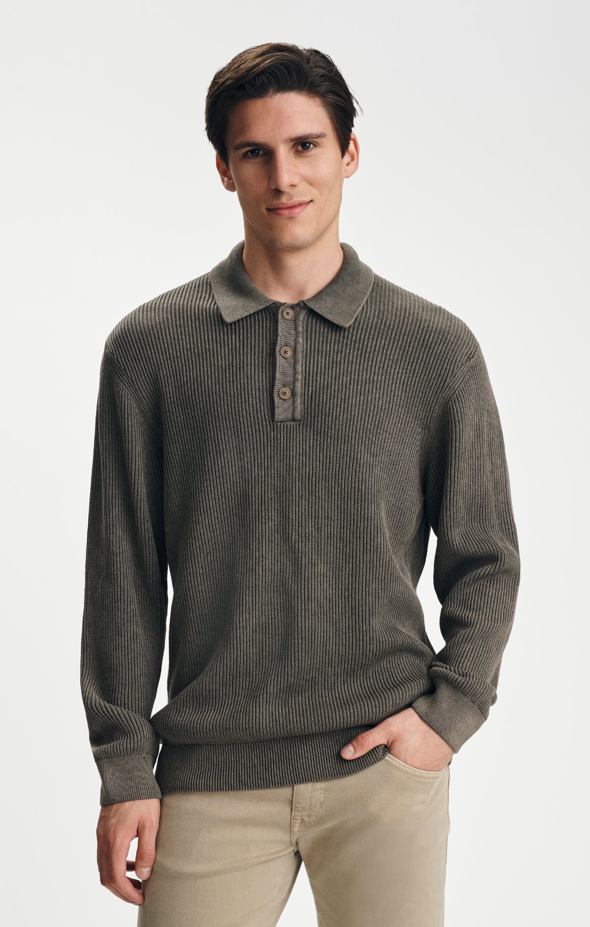 ACID WASH POLO SWEATER IN DARK EARTH - Mavi Jeans