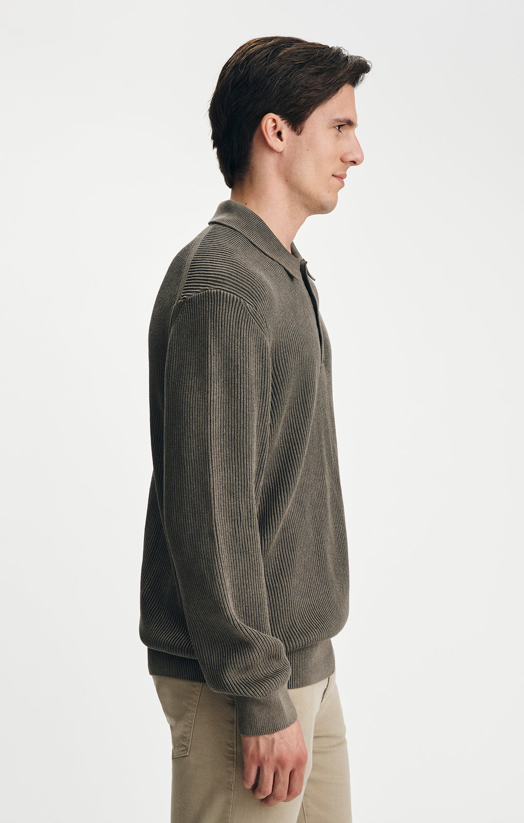 ACID WASH POLO SWEATER IN DARK EARTH - Mavi Jeans