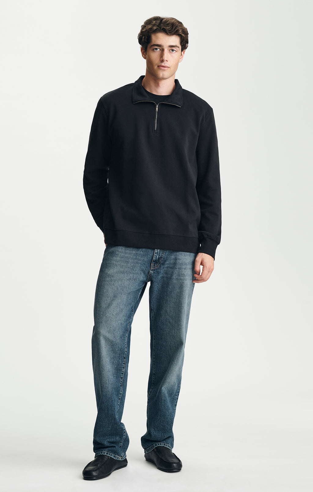 QUARTER ZIP SWEATSHIRT IN BLACK - Mavi Jeans
