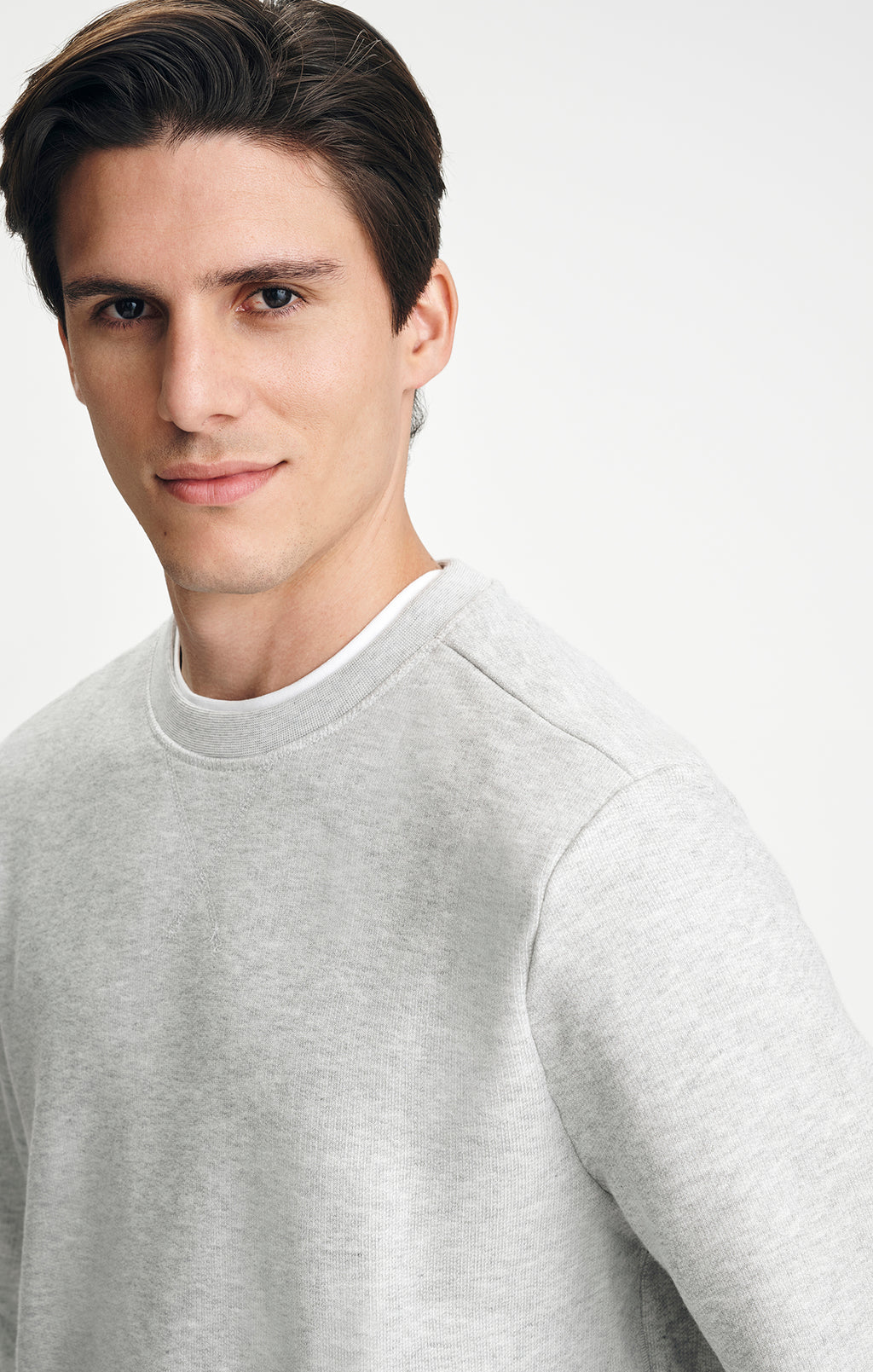 V-STITCH CREW NECK SWEATSHIRT IN GREY MELANGE - Mavi Jeans