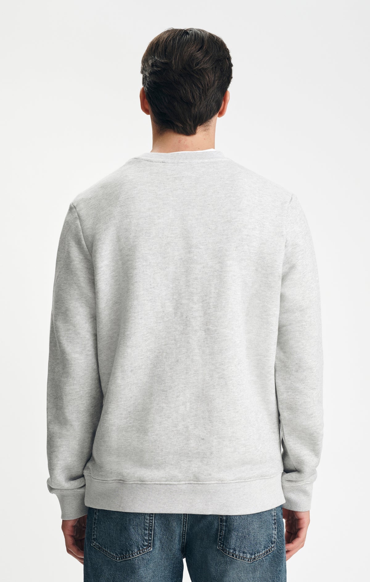 V-STITCH CREW NECK SWEATSHIRT IN GREY MELANGE - Mavi Jeans