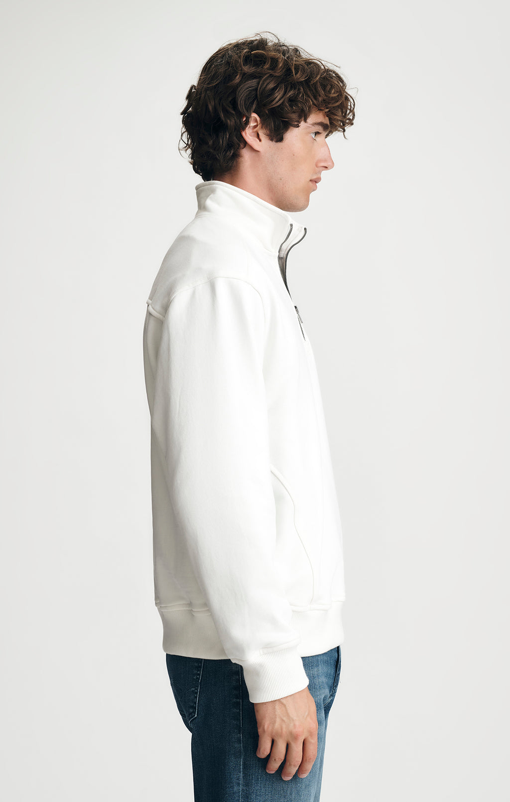 QUARTER ZIP SWEATSHIRT IN WHITE ALYSSUM - Mavi Jeans