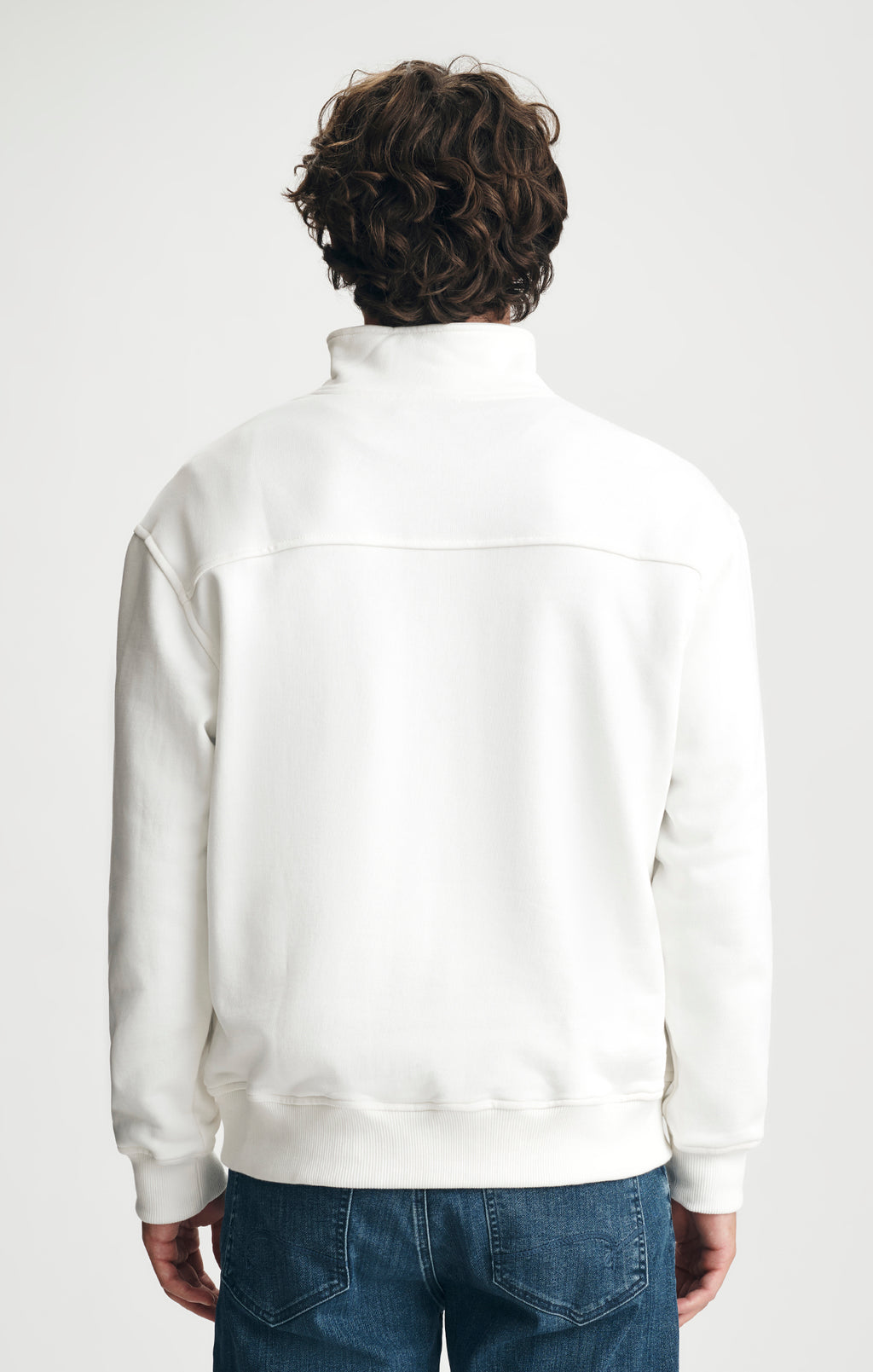 QUARTER ZIP SWEATSHIRT IN WHITE ALYSSUM - Mavi Jeans