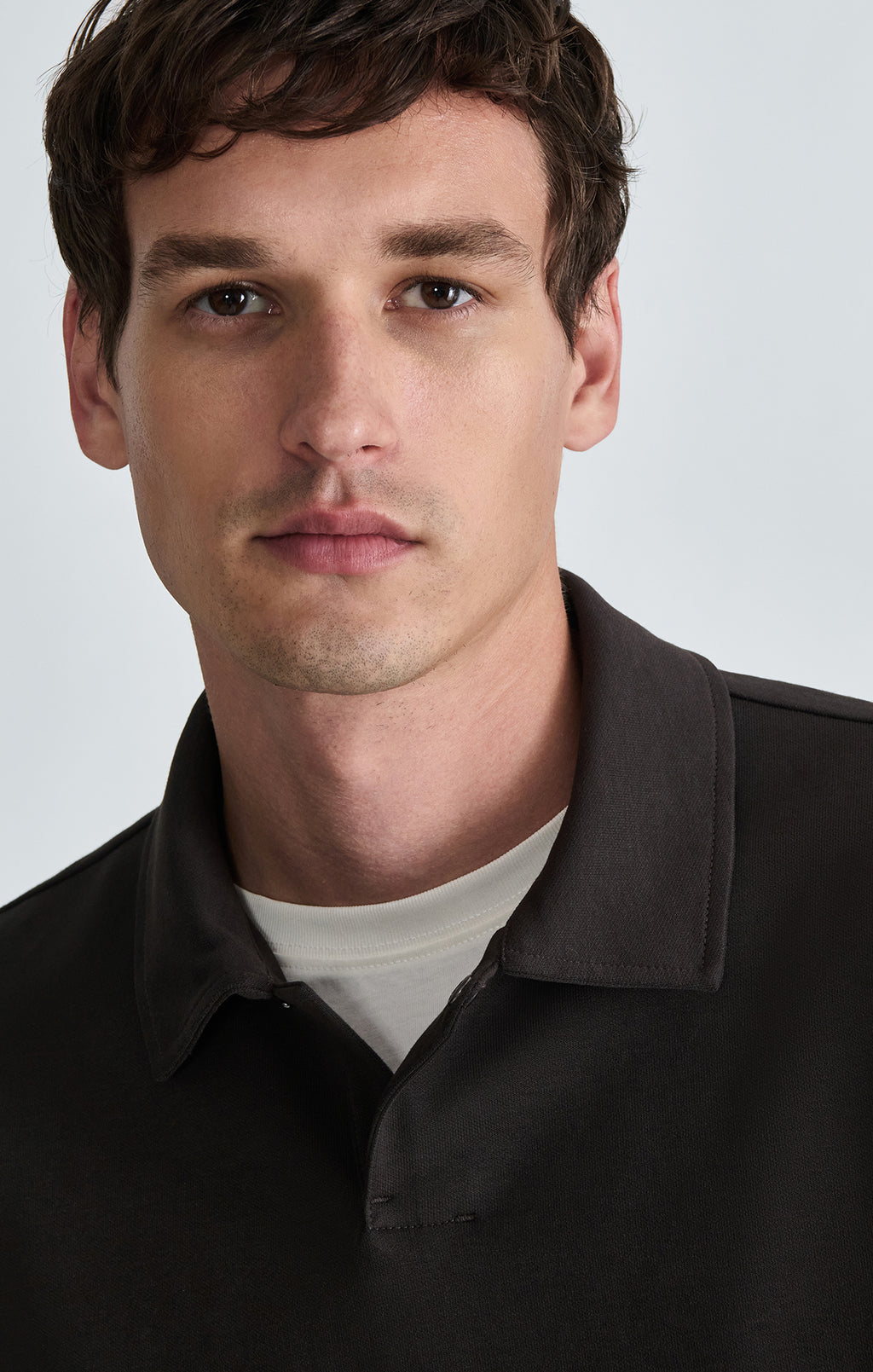 JOHNNY COLLAR SWEATSHIRT IN ESPRESSO - Mavi Jeans