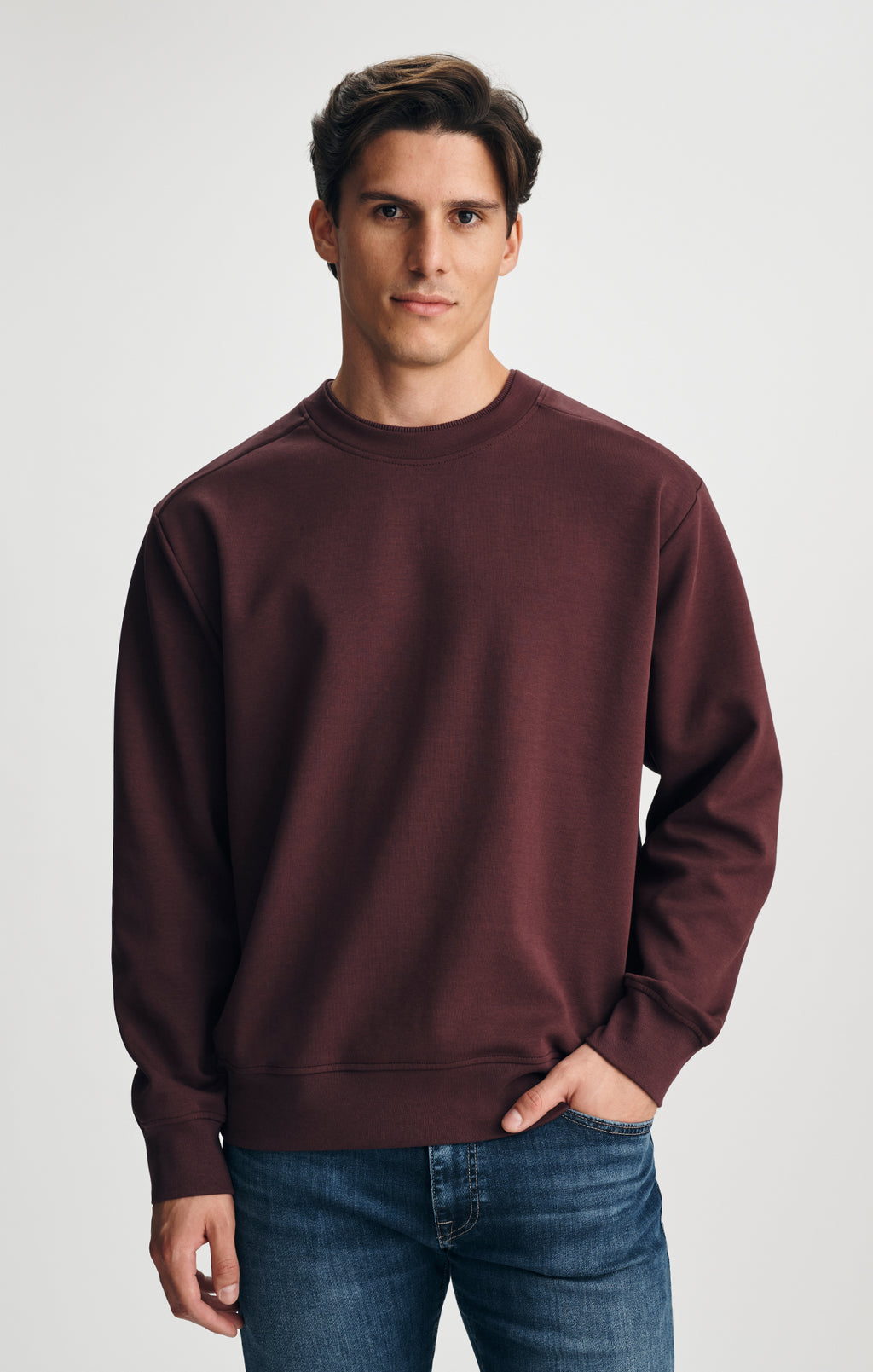 FLEECE CREW NECK SWEATSHIRT IN FUDGE