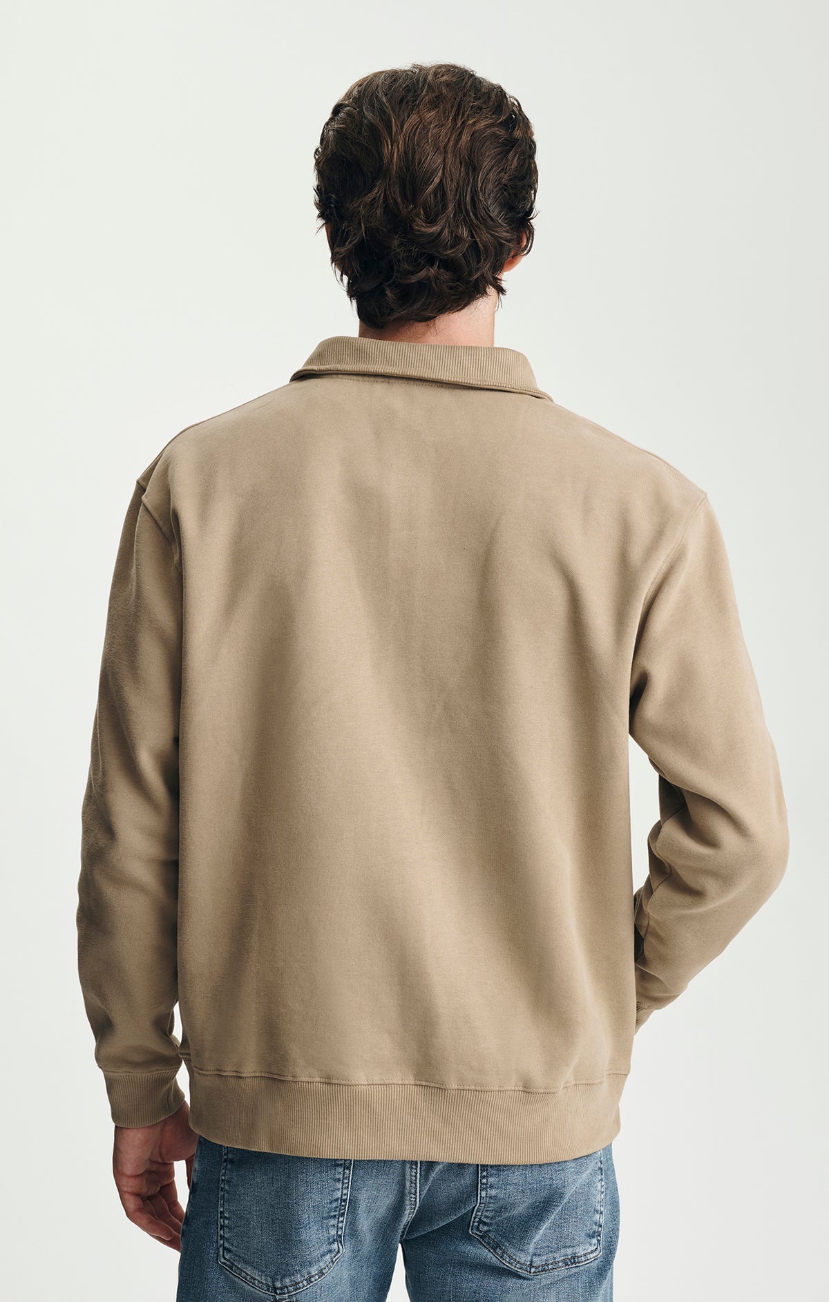 FLEECE QUARTER ZIP SWEATSHIRT IN BEIGE