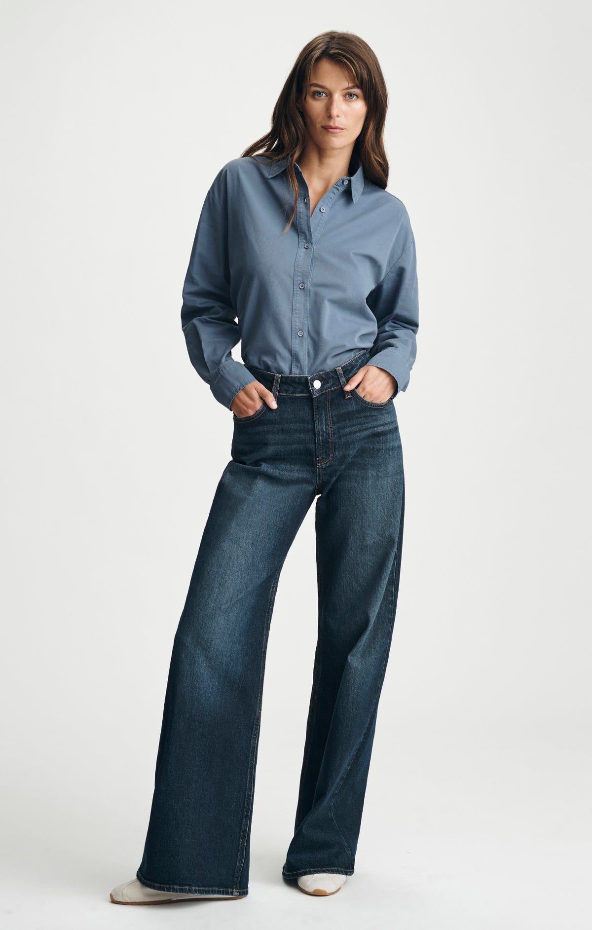 FLORIDA WIDE LEG IN DEEP BRUSHED CLASSIC BLUE - Mavi Jeans