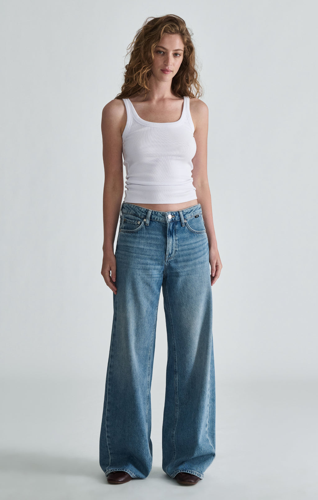 SIENA WIDE LEG IN MID BRUSHED LIGHT BLUE CLASSIC - Mavi Jeans