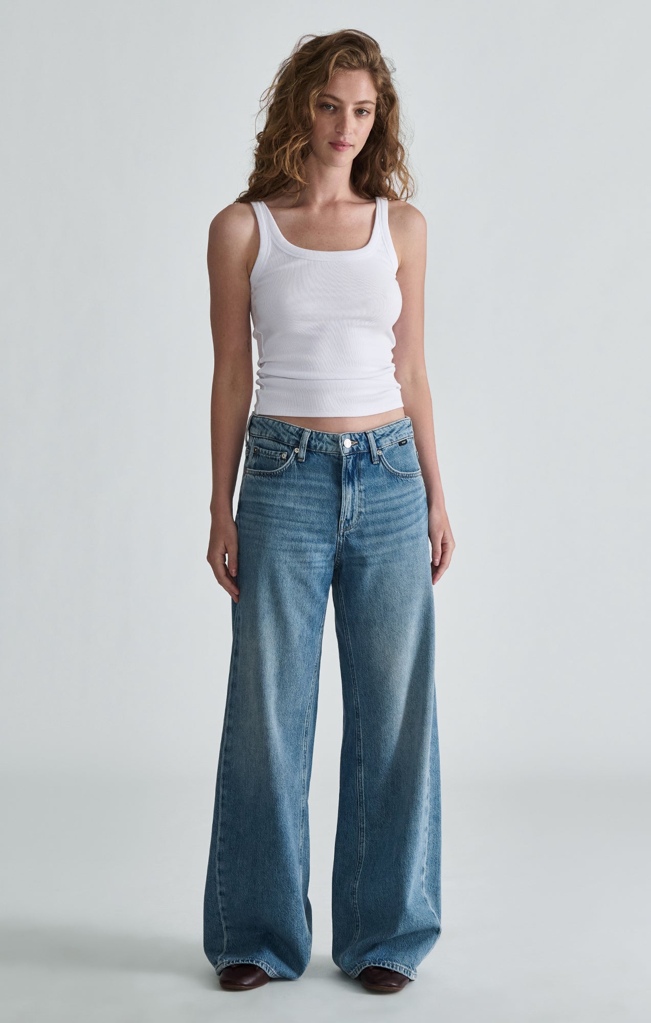 SIENA WIDE LEG IN MID BRUSHED LIGHT BLUE CLASSIC - Mavi Jeans