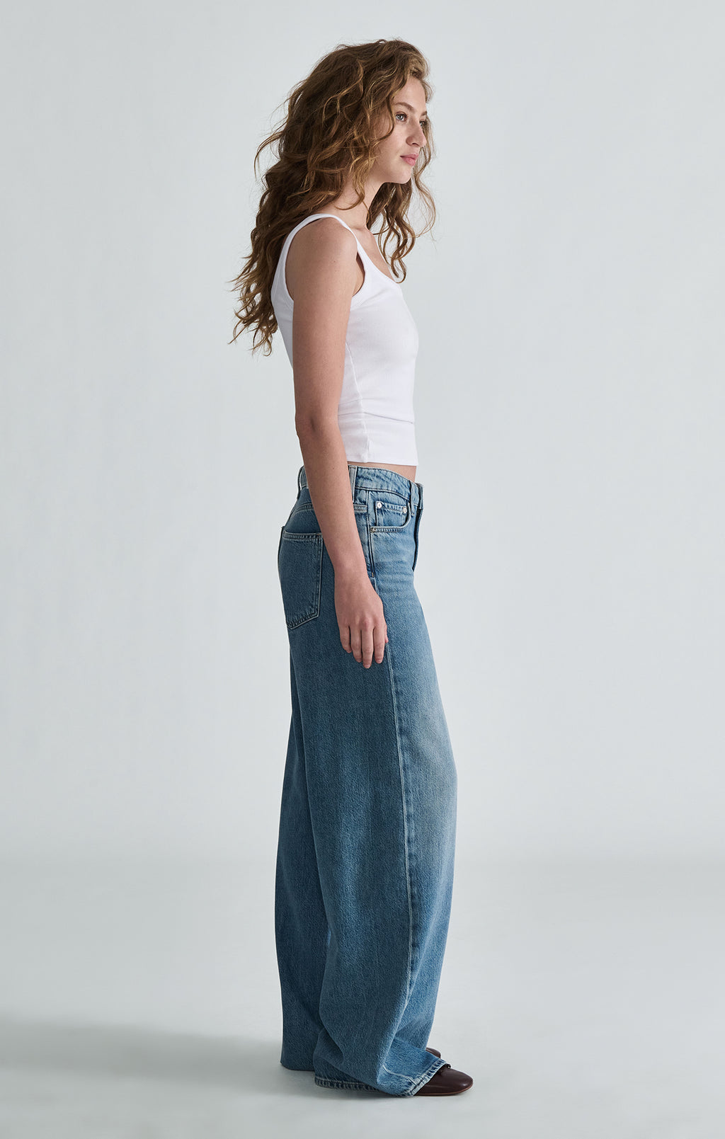 SIENA WIDE LEG IN MID BRUSHED LIGHT BLUE CLASSIC - Mavi Jeans