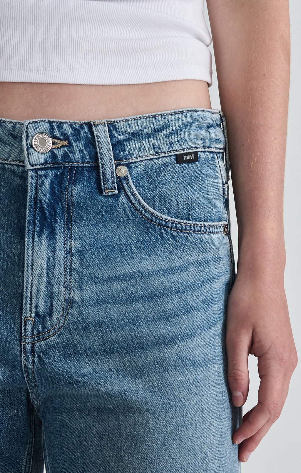 SIENA WIDE LEG IN MID BRUSHED LIGHT BLUE CLASSIC - Mavi Jeans