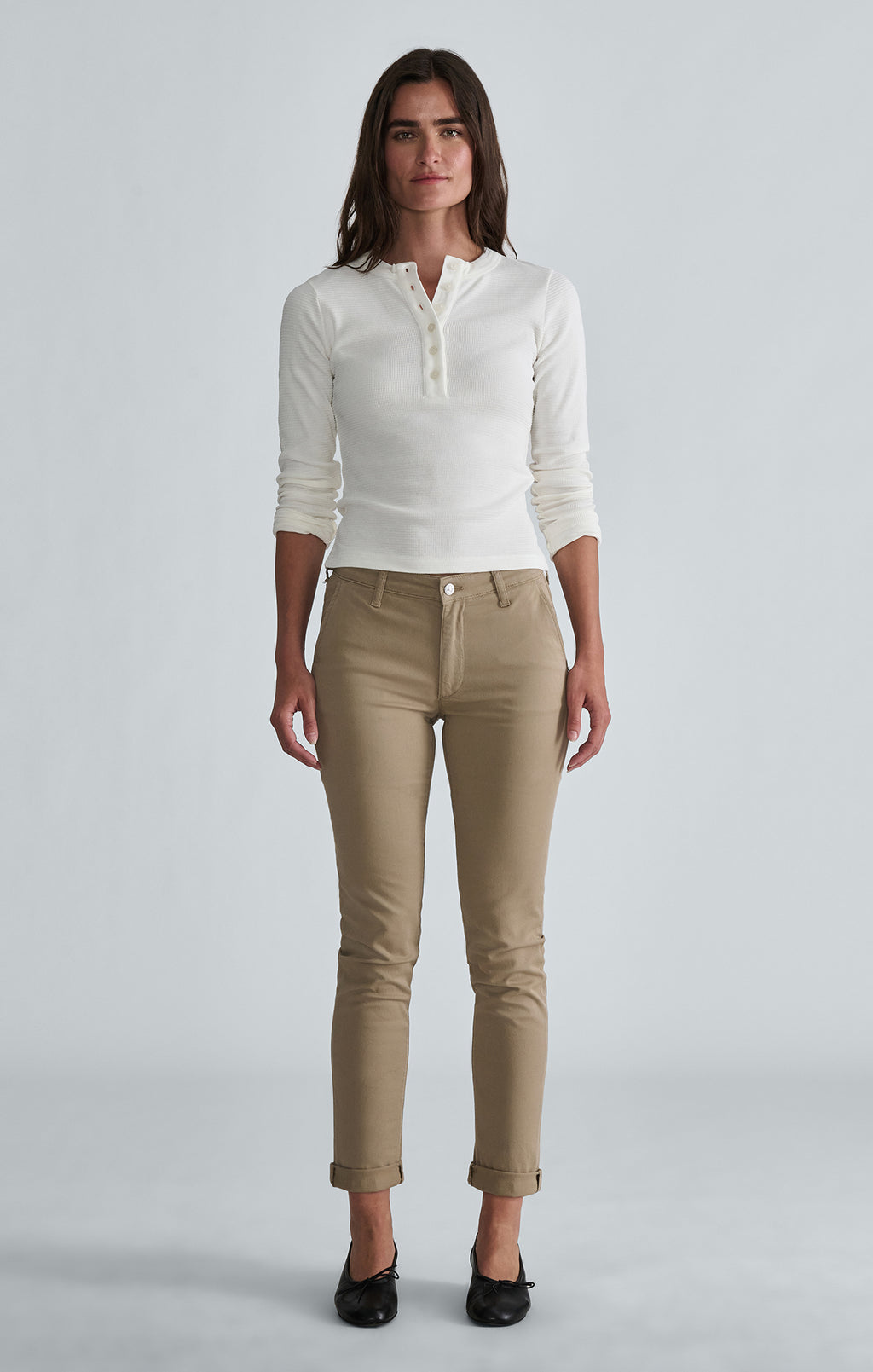 KATHLEEN SLIM BOYFRIEND CHINO IN PALE KHAKI TWILL - Mavi Jeans