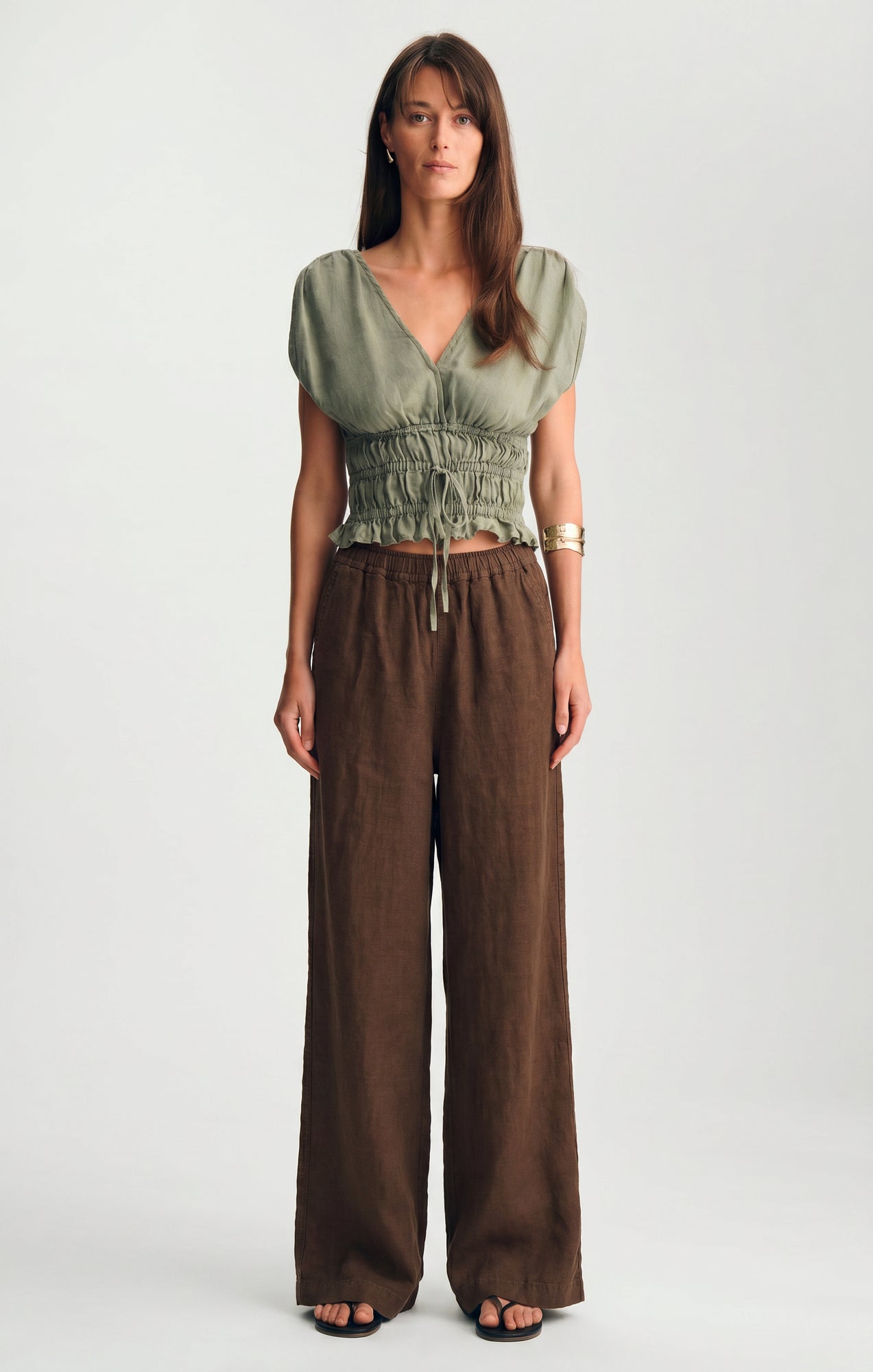 LINEN WIDE LEG PANTS IN CARAFE - Mavi Jeans