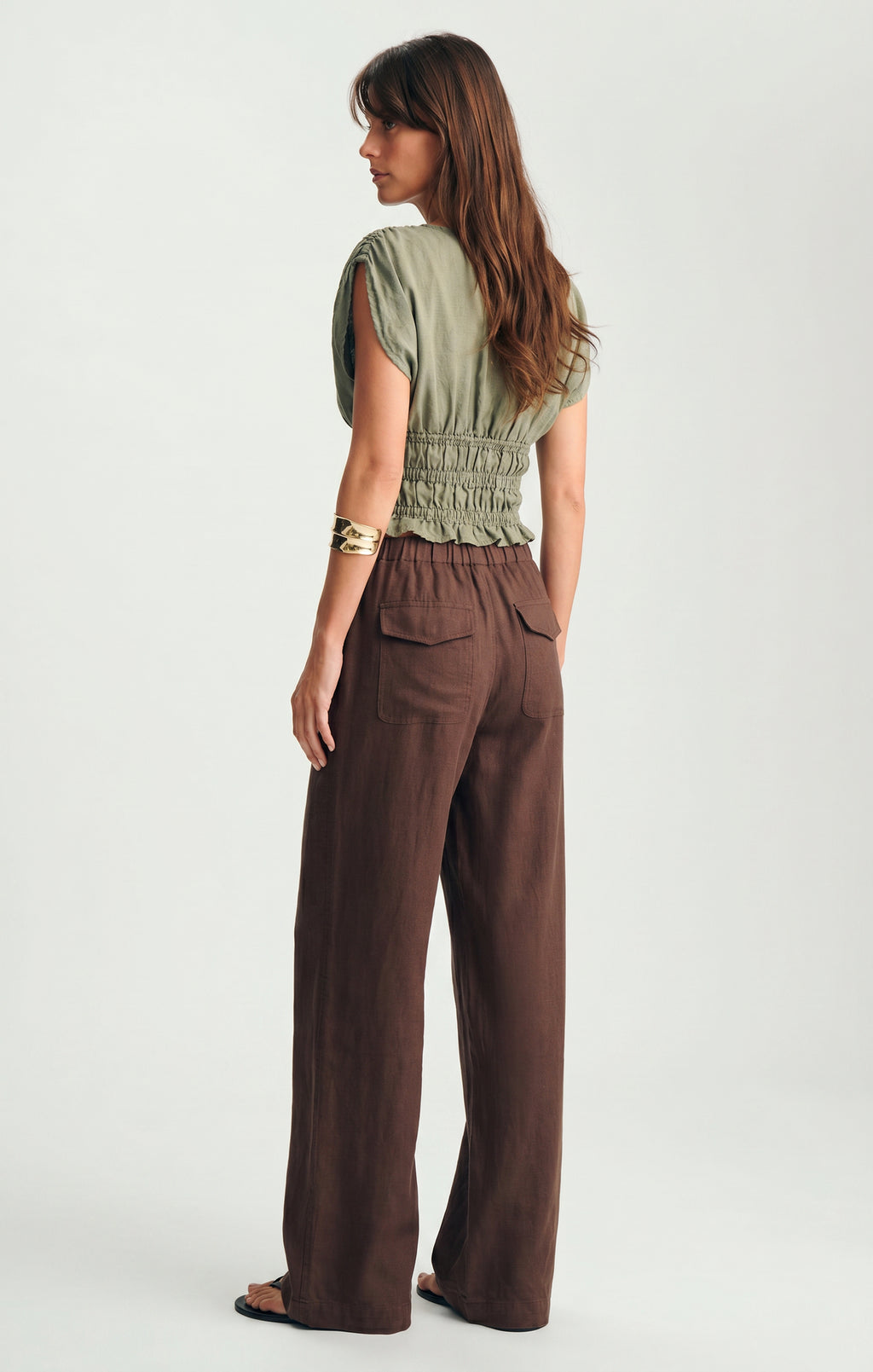 LINEN WIDE LEG PANTS IN CARAFE - Mavi Jeans