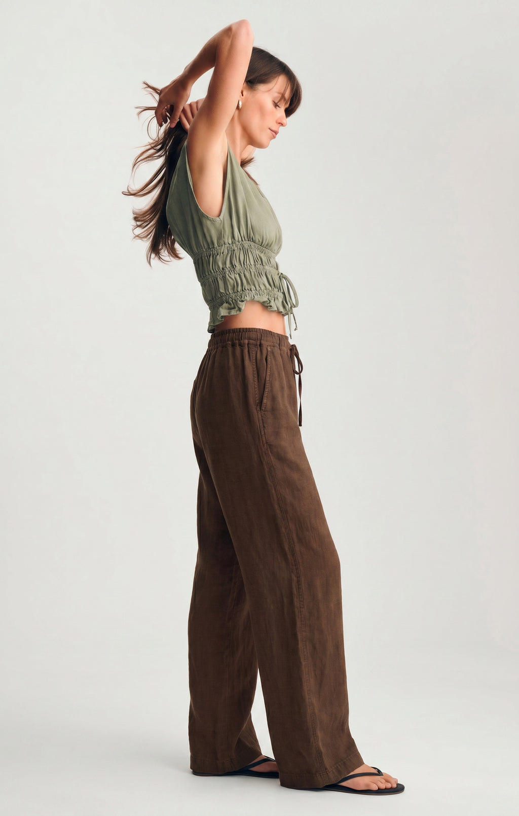 LINEN WIDE LEG PANTS IN CARAFE - Mavi Jeans