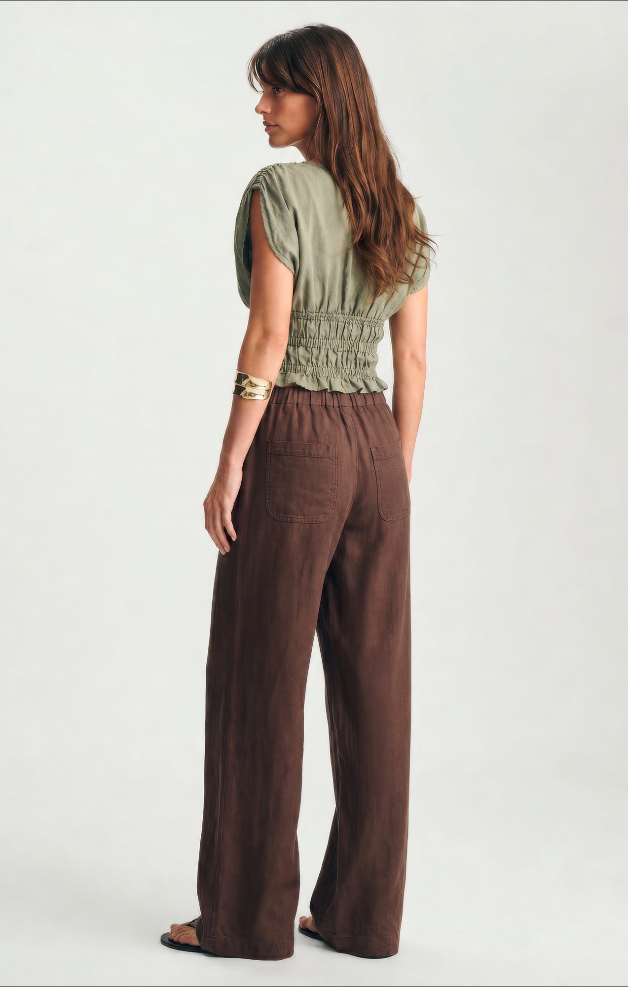 LINEN WIDE LEG PANTS IN CARAFE