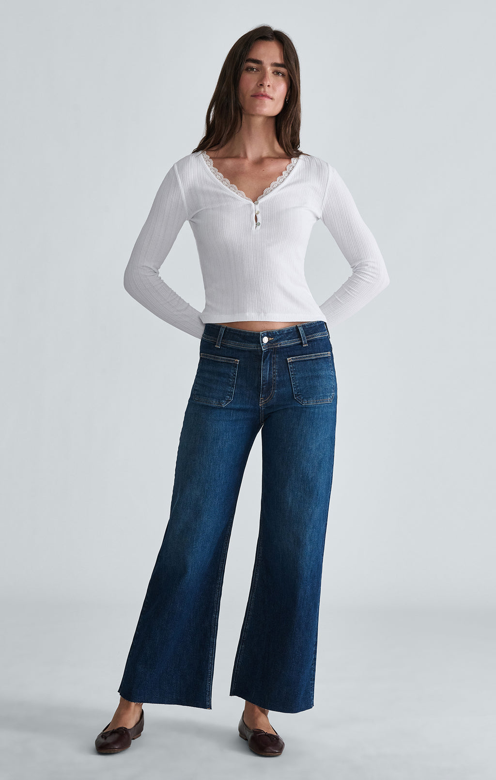 PALOMA MARINE WIDE LEG IN DARK BRUSHED FLEX BLUE - Mavi Jeans