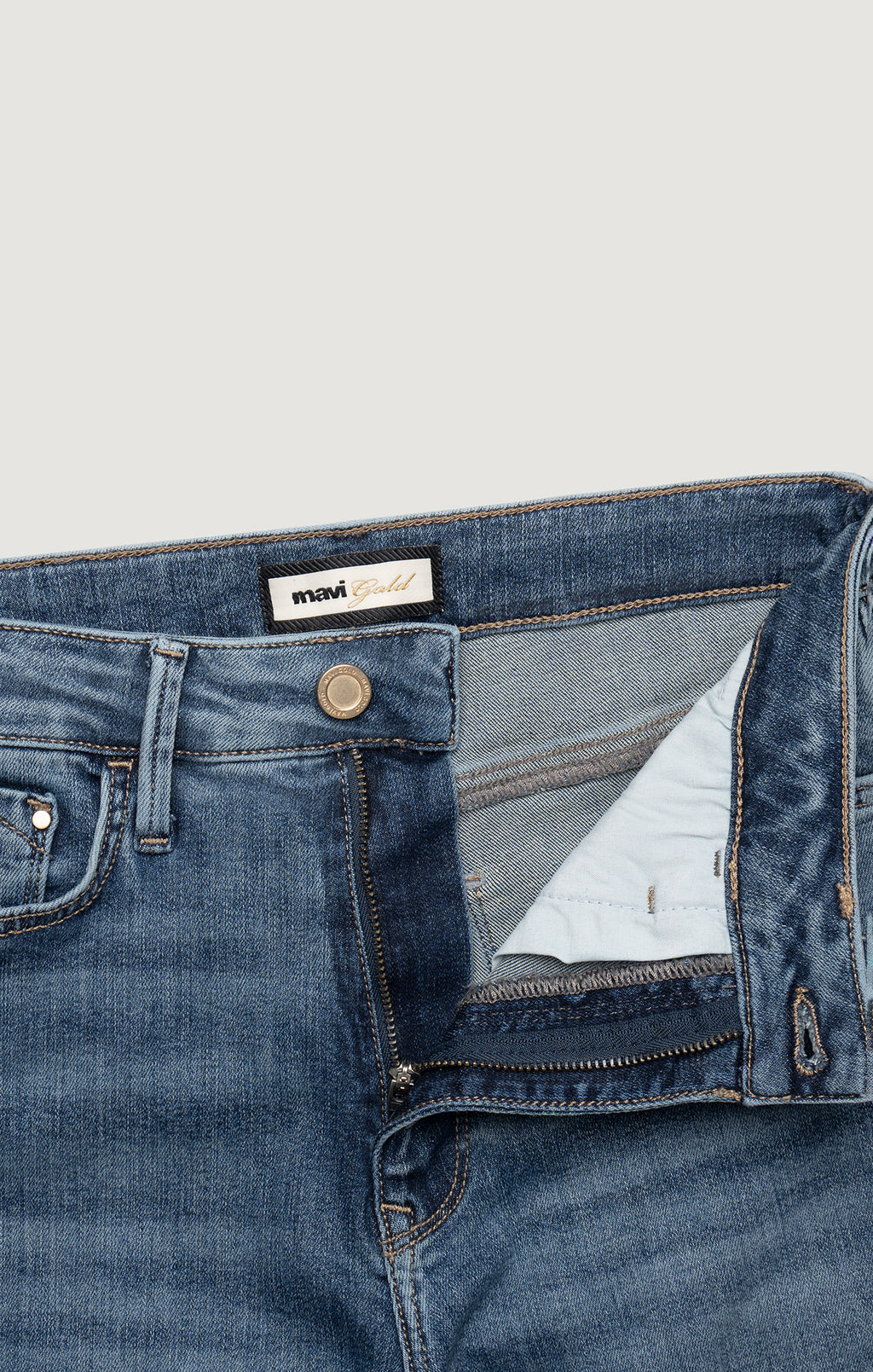 KENDRA STRAIGHT LEG IN MID BRUSHED GOLD PREMIUM - Mavi Jeans