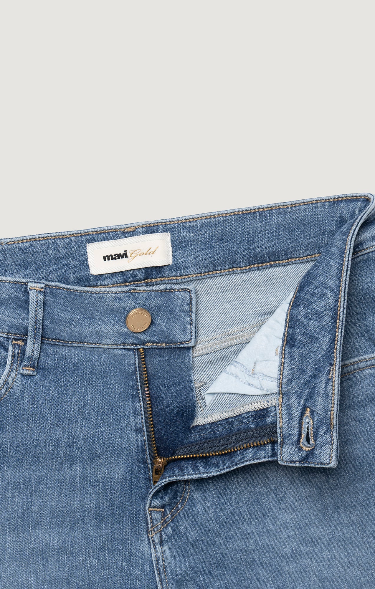 【本日限定価格】Mary logo flare denim blue beige ANDMARY】Mary logo flare denim
