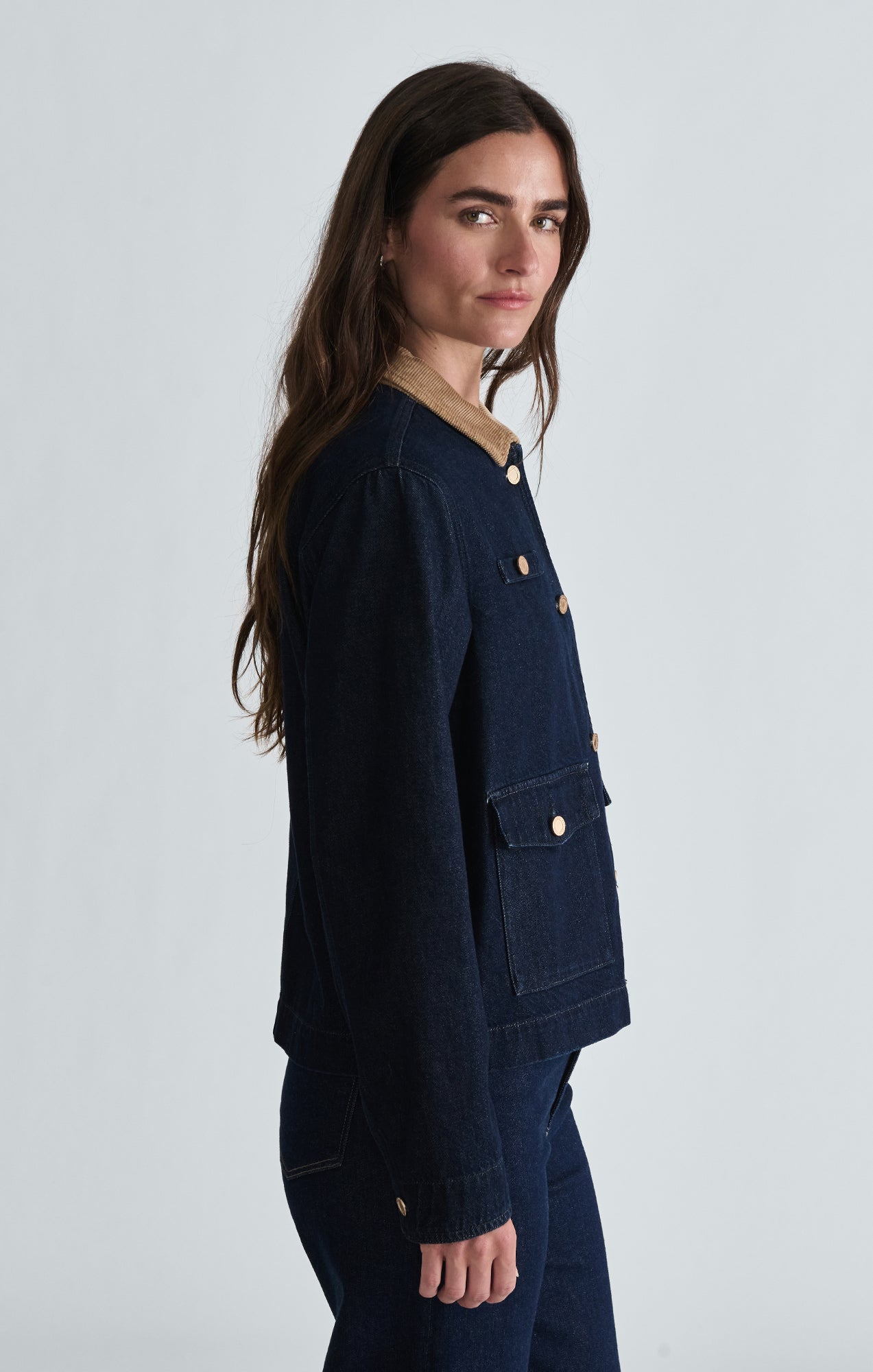 BETSY DENIM MILITARY JACKET IN RINSE GOLD PREMIUM - Mavi Jeans