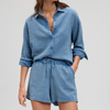 GAUZE LONG SLEEVE SHIRT IN CORONET BLUE - Mavi Jeans