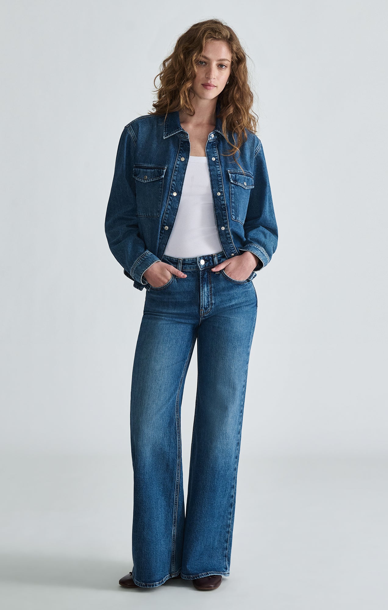 TIA DENIM SHIRT IN MID BRUSHED CLASSIC BLUE - Mavi Jeans
