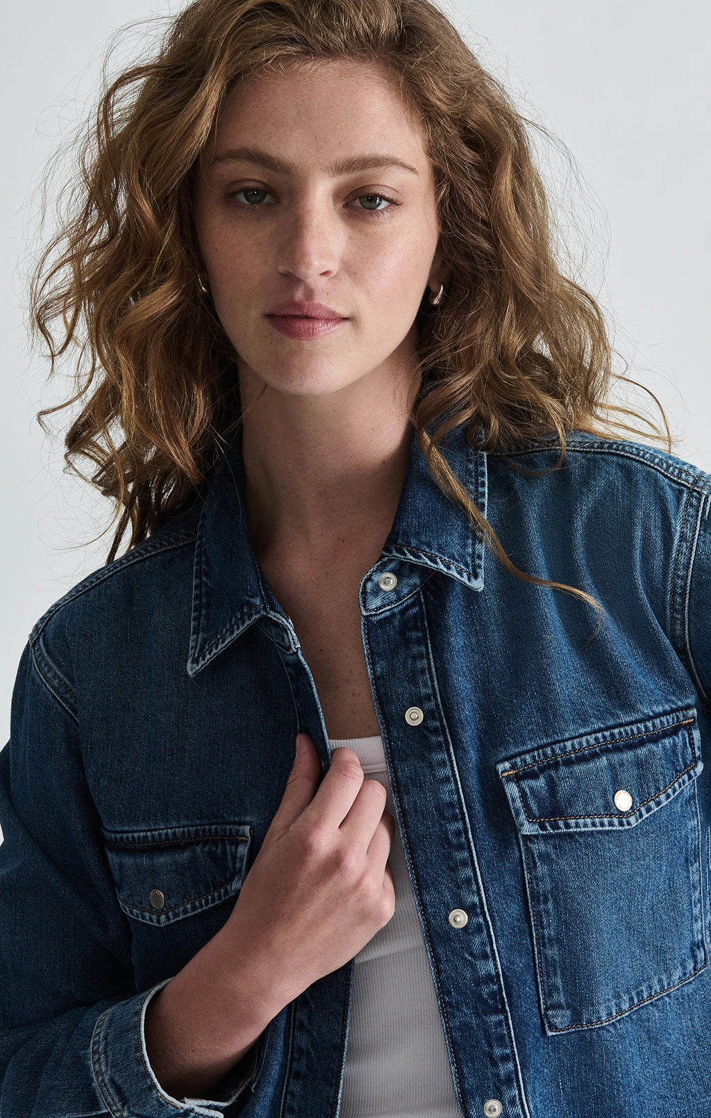 TIA DENIM SHIRT IN MID BRUSHED CLASSIC BLUE - Mavi Jeans