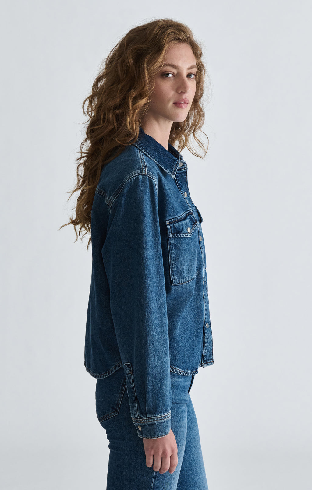 TIA DENIM SHIRT IN MID BRUSHED CLASSIC BLUE - Mavi Jeans