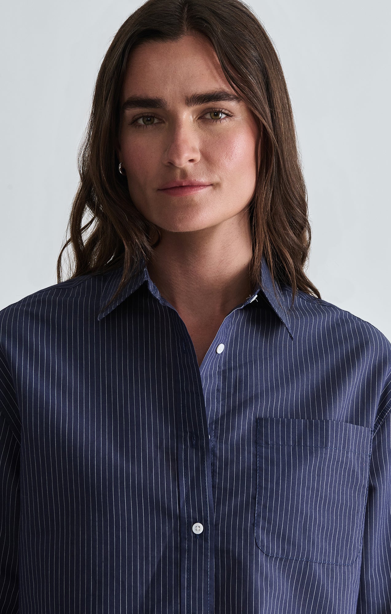 LONG SLEEVE WOVEN SHIRT IN NAVY STRIPED - Mavi Jeans