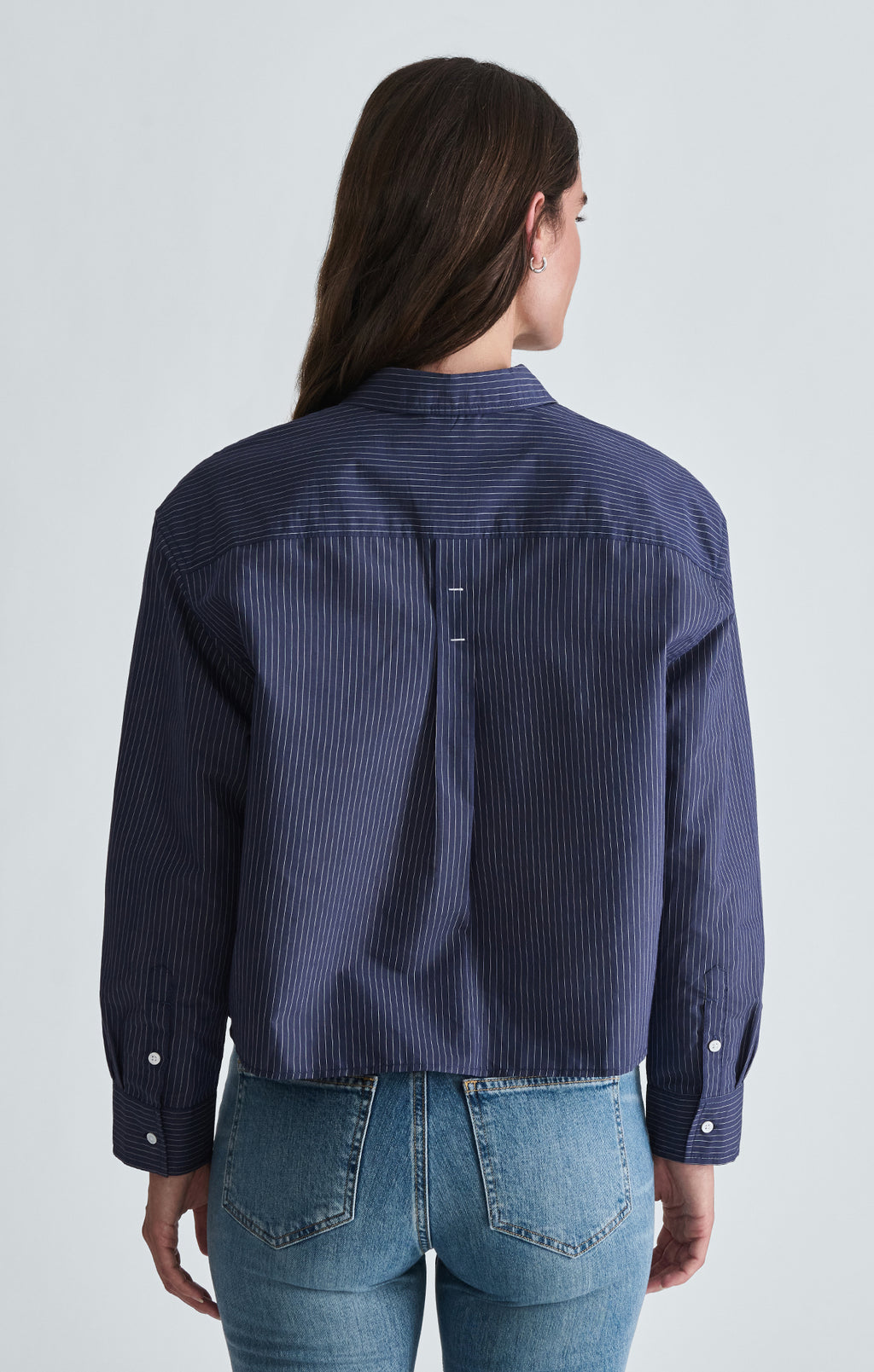 LONG SLEEVE WOVEN SHIRT IN NAVY STRIPED - Mavi Jeans