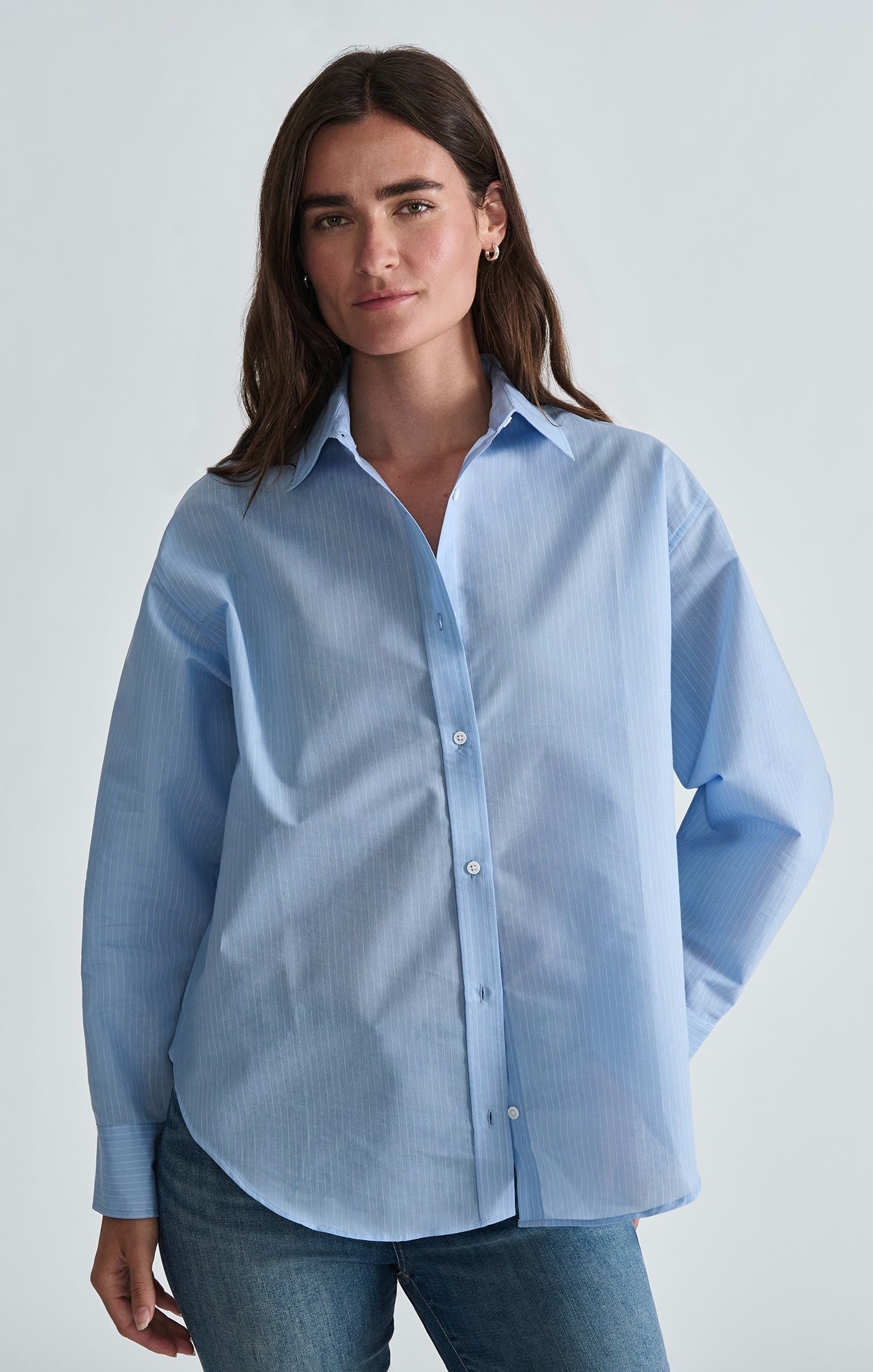 LONG SLEEVE WOVEN SHIRT IN BLUE STRIPED - Mavi Jeans