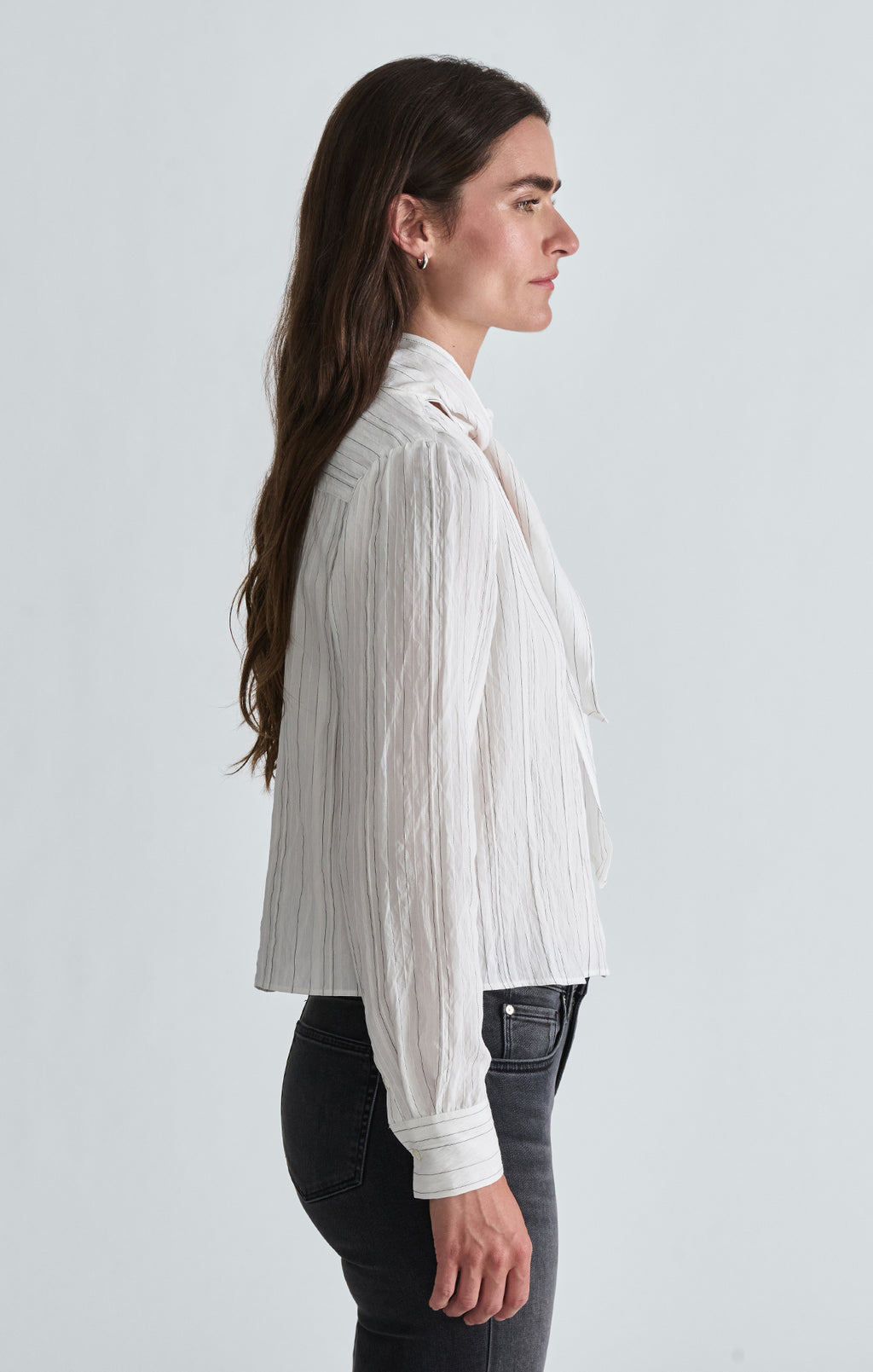 TIE-NECK SHIRT IN ANTIQUE WHITE STRIPED - Mavi Jeans