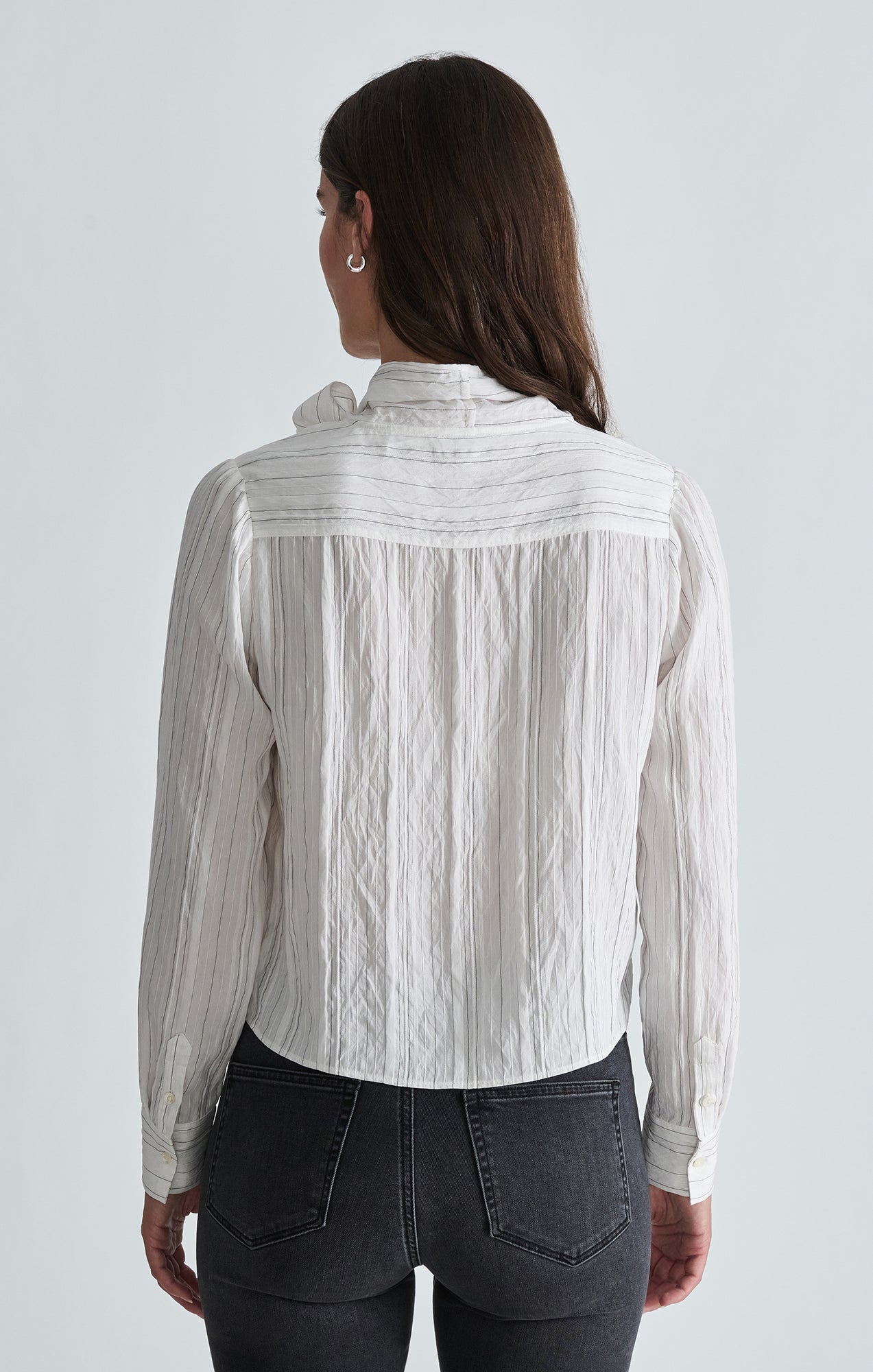 TIE-NECK SHIRT IN ANTIQUE WHITE STRIPED - Mavi Jeans
