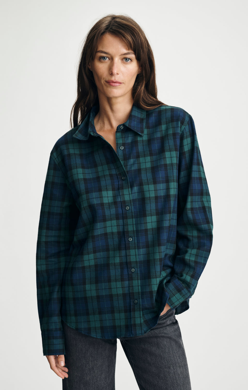 CRINKLE PLAID BUTTON-UP SHIRT IN NAVY CHECK - Mavi Jeans
