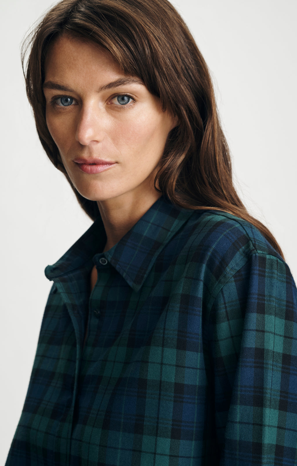 CRINKLE PLAID BUTTON-UP SHIRT IN NAVY CHECK - Mavi Jeans