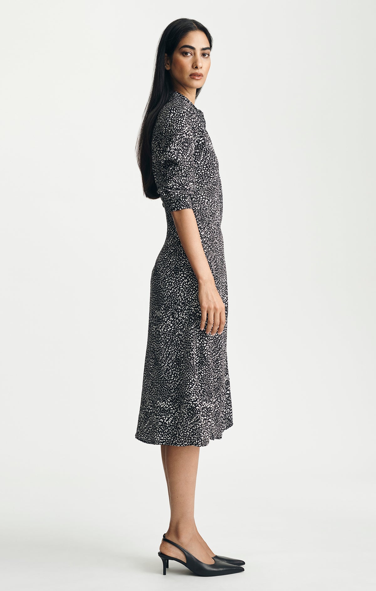MAXI SHIRTDRESS IN BLACK WHITE PRINT - Mavi Jeans