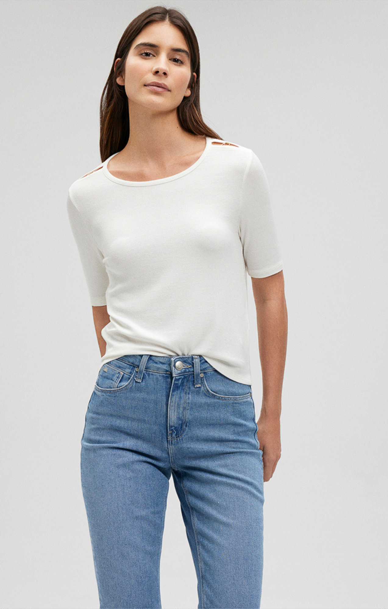 SHOULDER SLIT SHIRT IN ANTIQUE WHITE - Mavi Jeans