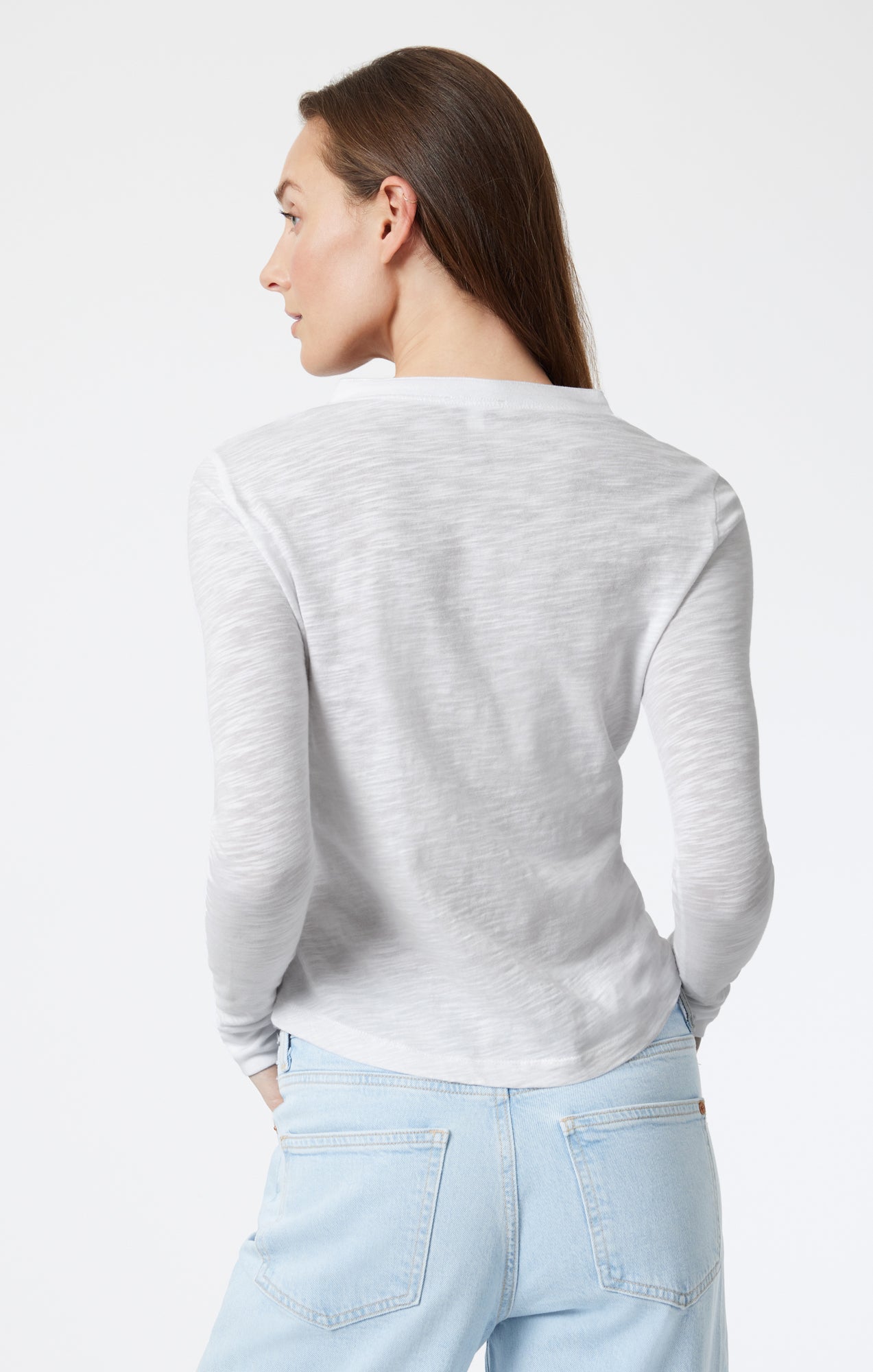 HENLEY T-SHIRT IN SNOW GREY MELANGE - Mavi Jeans