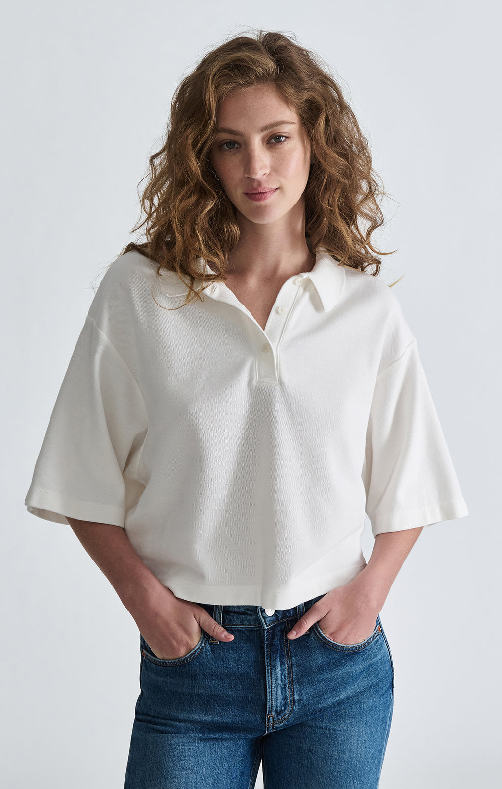 PIQUE POLO T-SHIRT IN ANTIQUE WHITE - Mavi Jeans