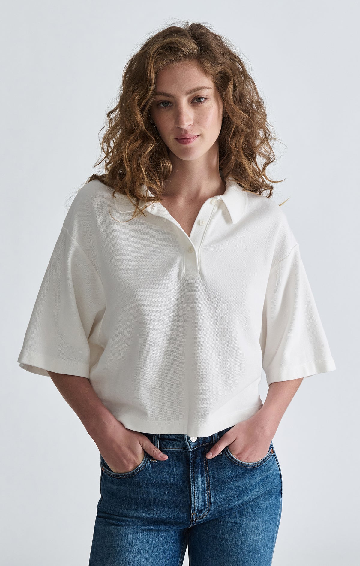 PIQUE POLO T-SHIRT IN ANTIQUE WHITE - Mavi Jeans