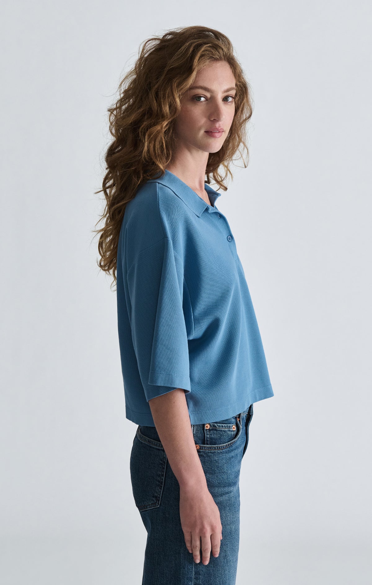 PIQUE POLO T-SHIRT IN CYANEUS - Mavi Jeans